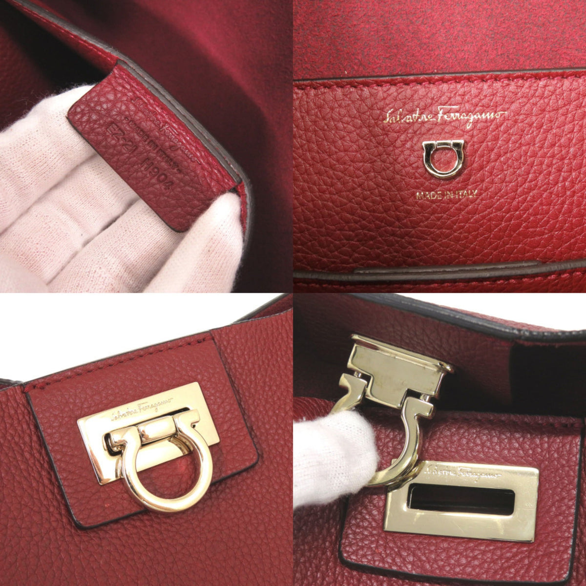 Salvatore Ferragamo Red Color Leather Shoulder Bag (Pre-Owned)