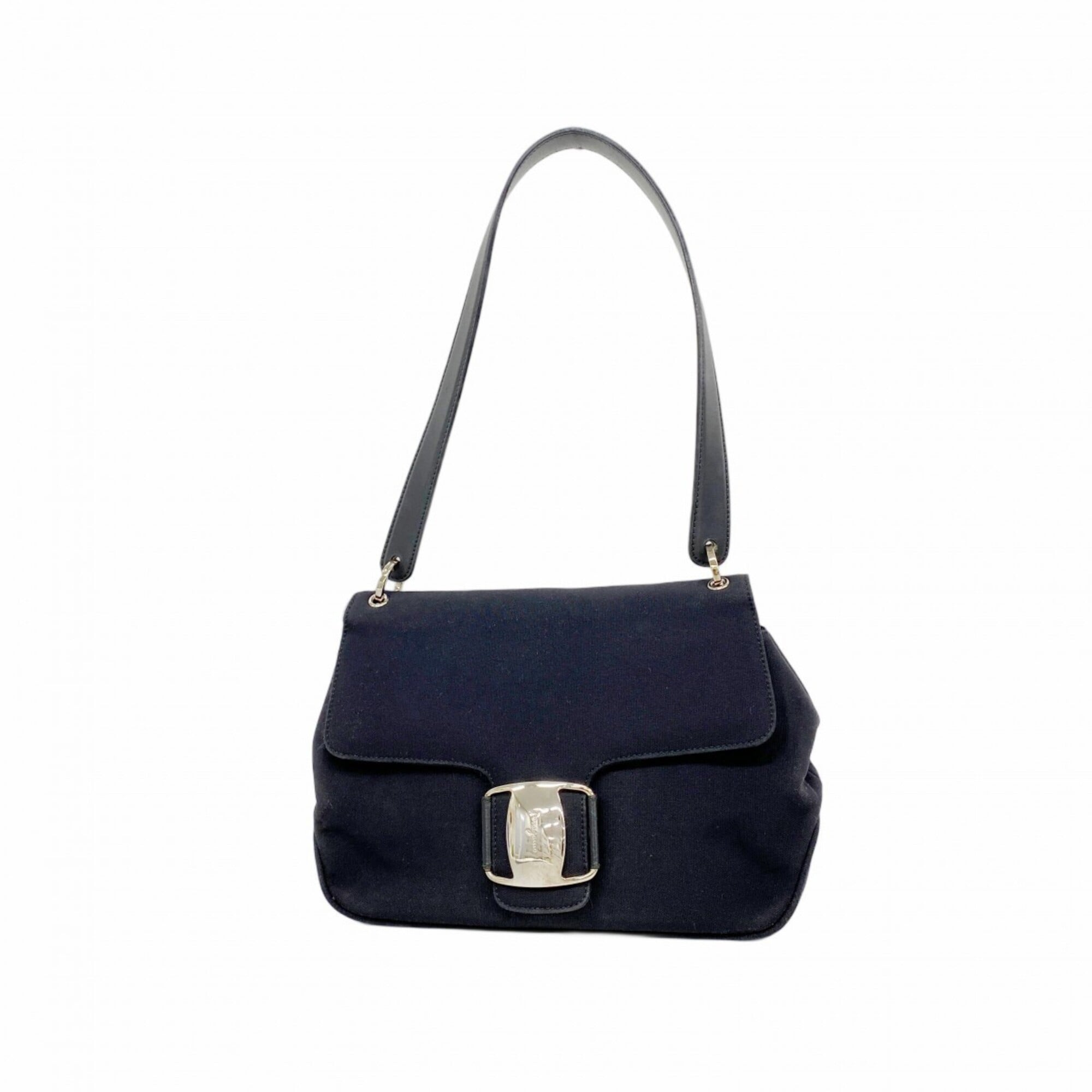 Salvatore Ferragamo Black Nylon Canvas Shoulder Bag (Pre-Owned)