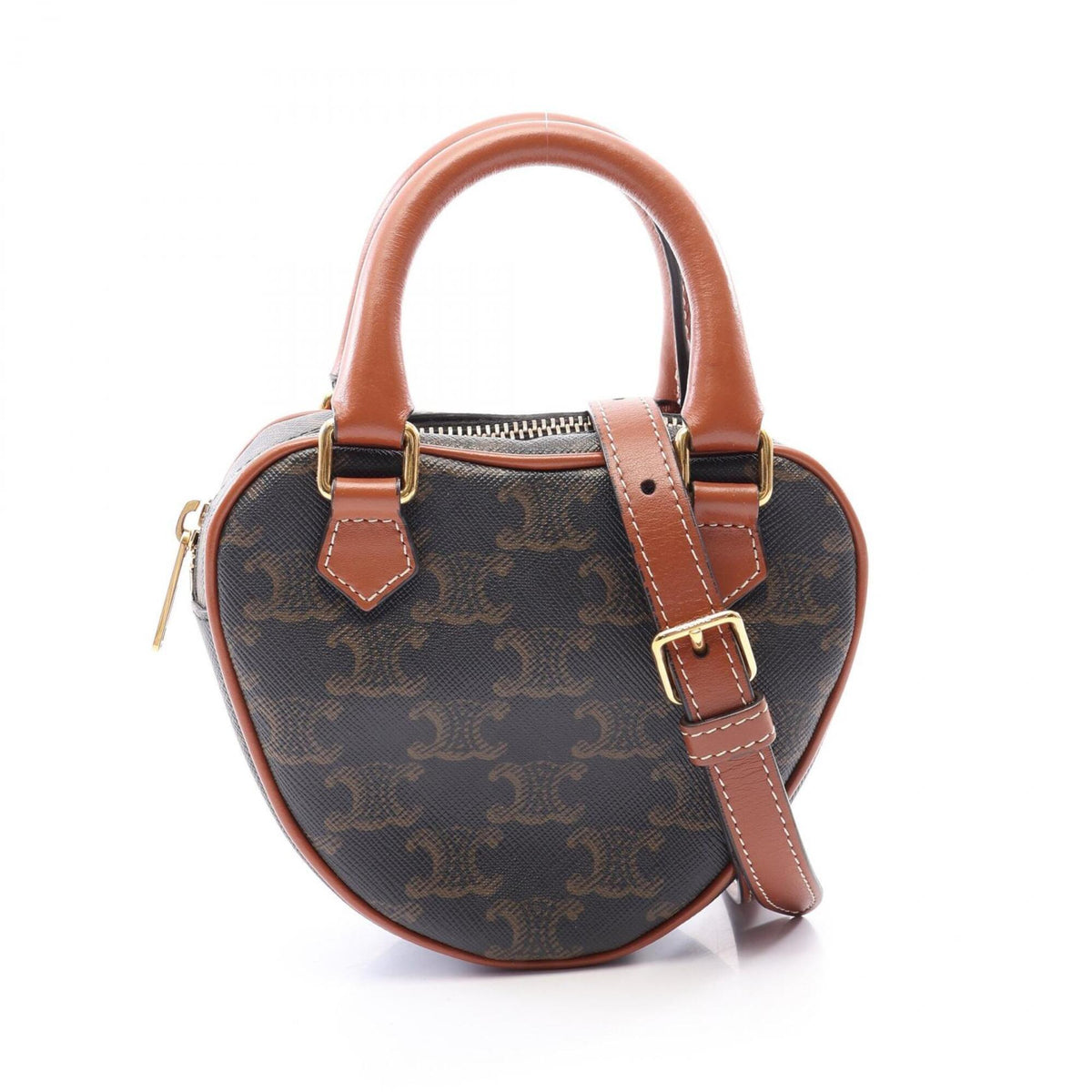 Celine Black Brown Pvc Coated Canvas Leather Handbag (Pre-Owned)