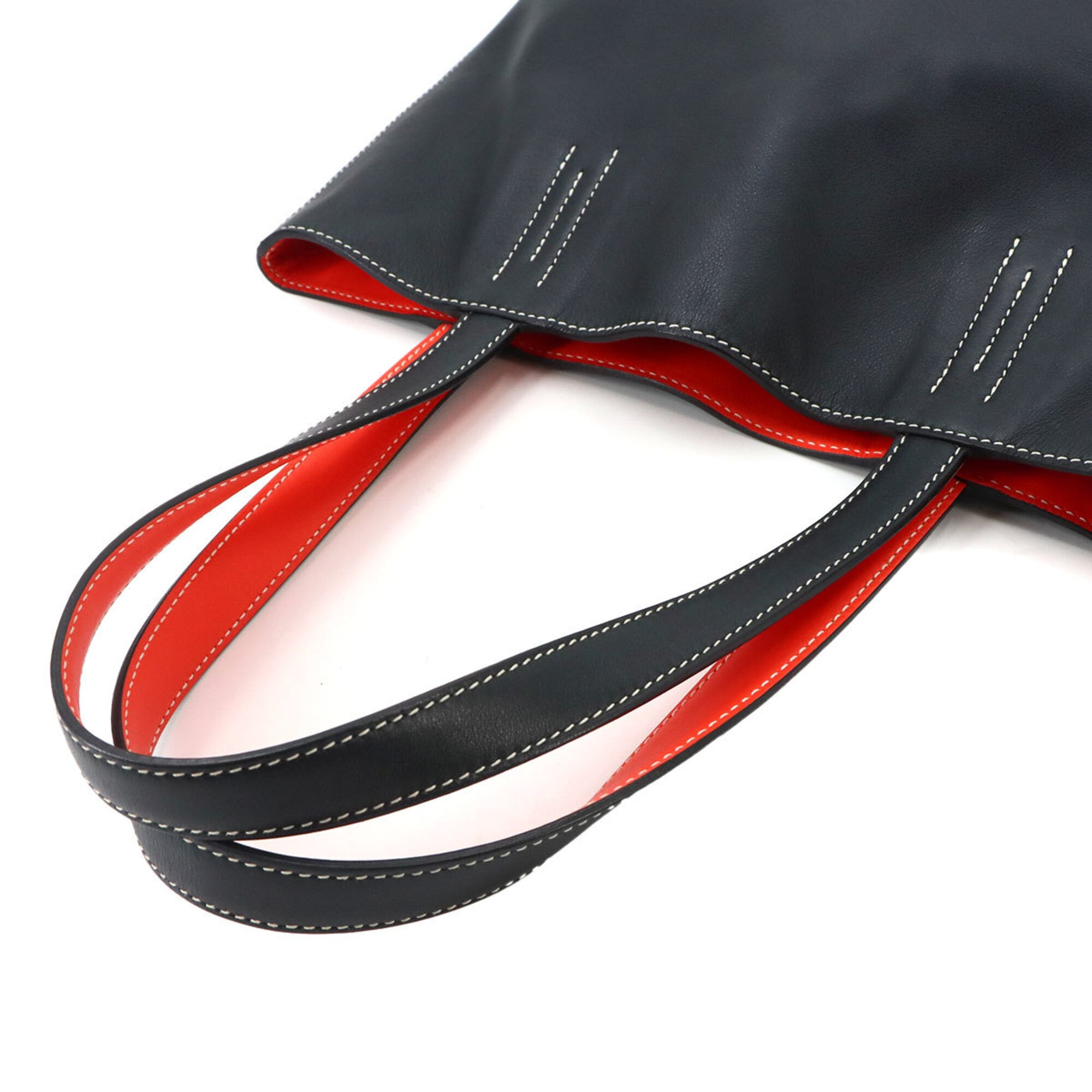 Hermes Black Orange Handbag Tote Bag (Pre-Owned)
