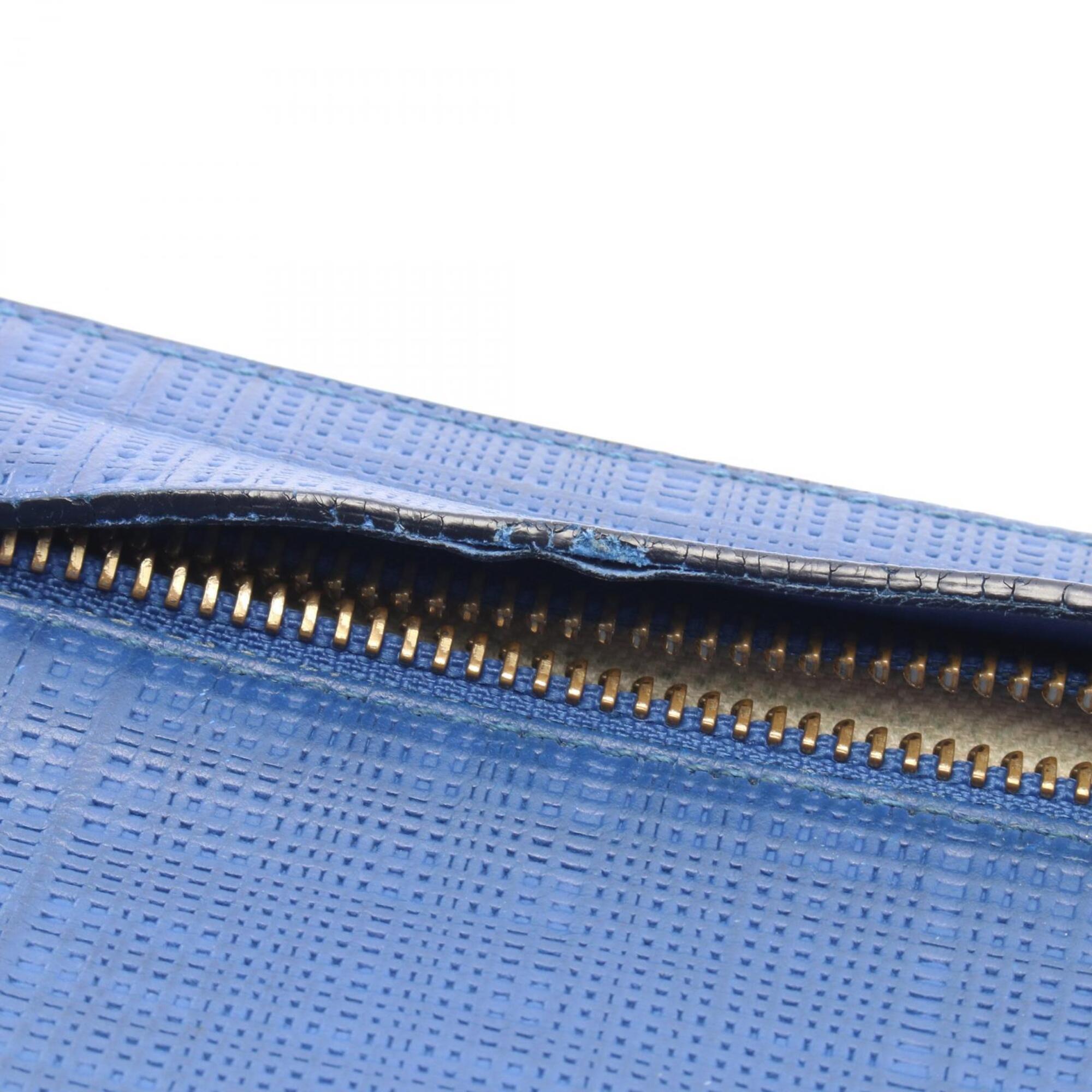 Loewe Blue Leather Clutch Bag Pouch (Pre-Owned)