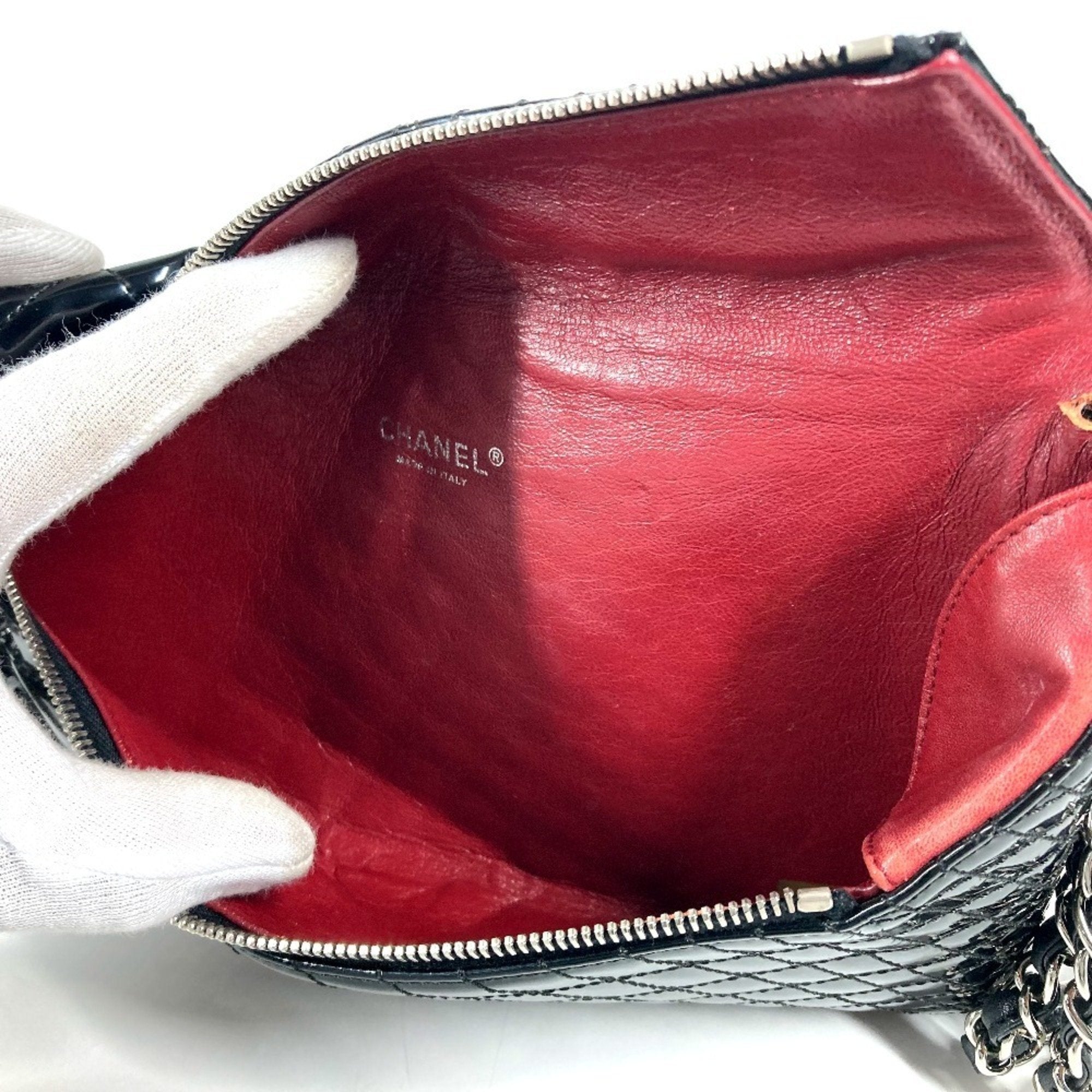 Chanel Black Patent Leather Clutch Bag Pouch (Pre-Owned)