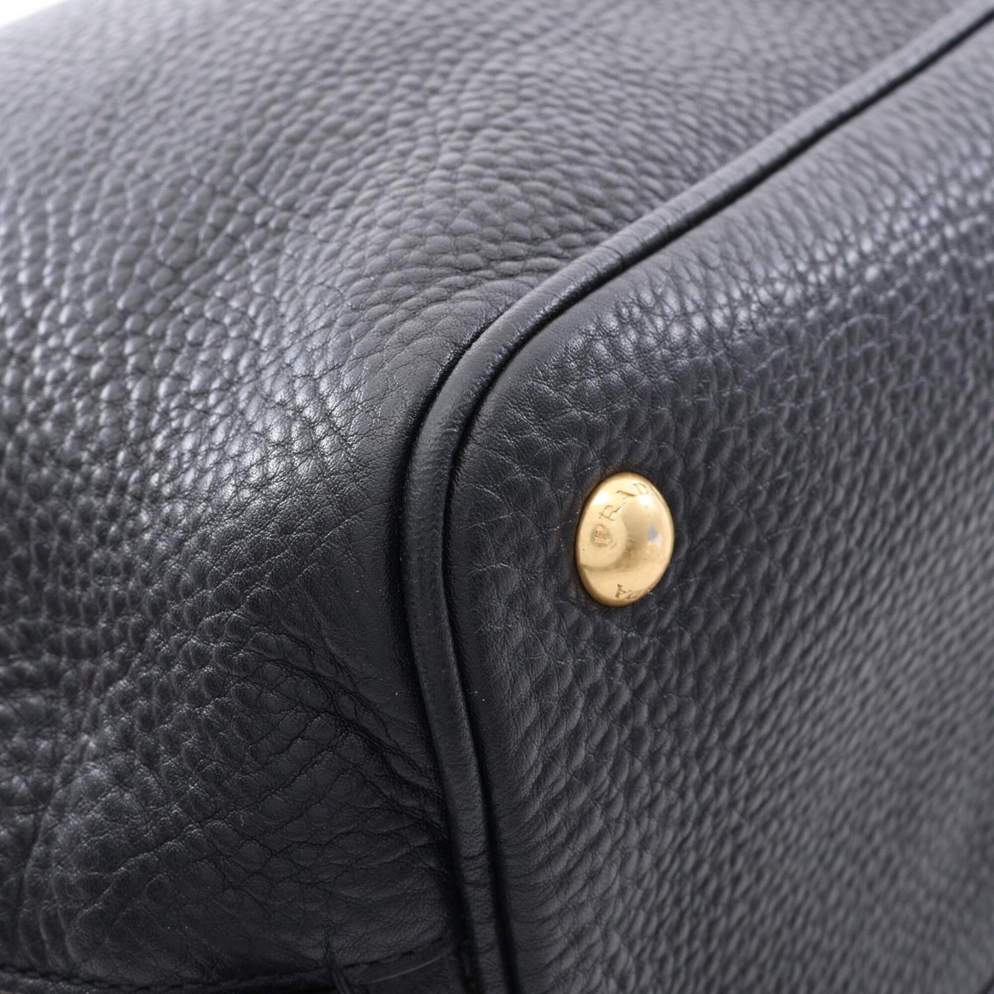 Prada Black Leather Handbag Tote Bag (Pre-Owned)