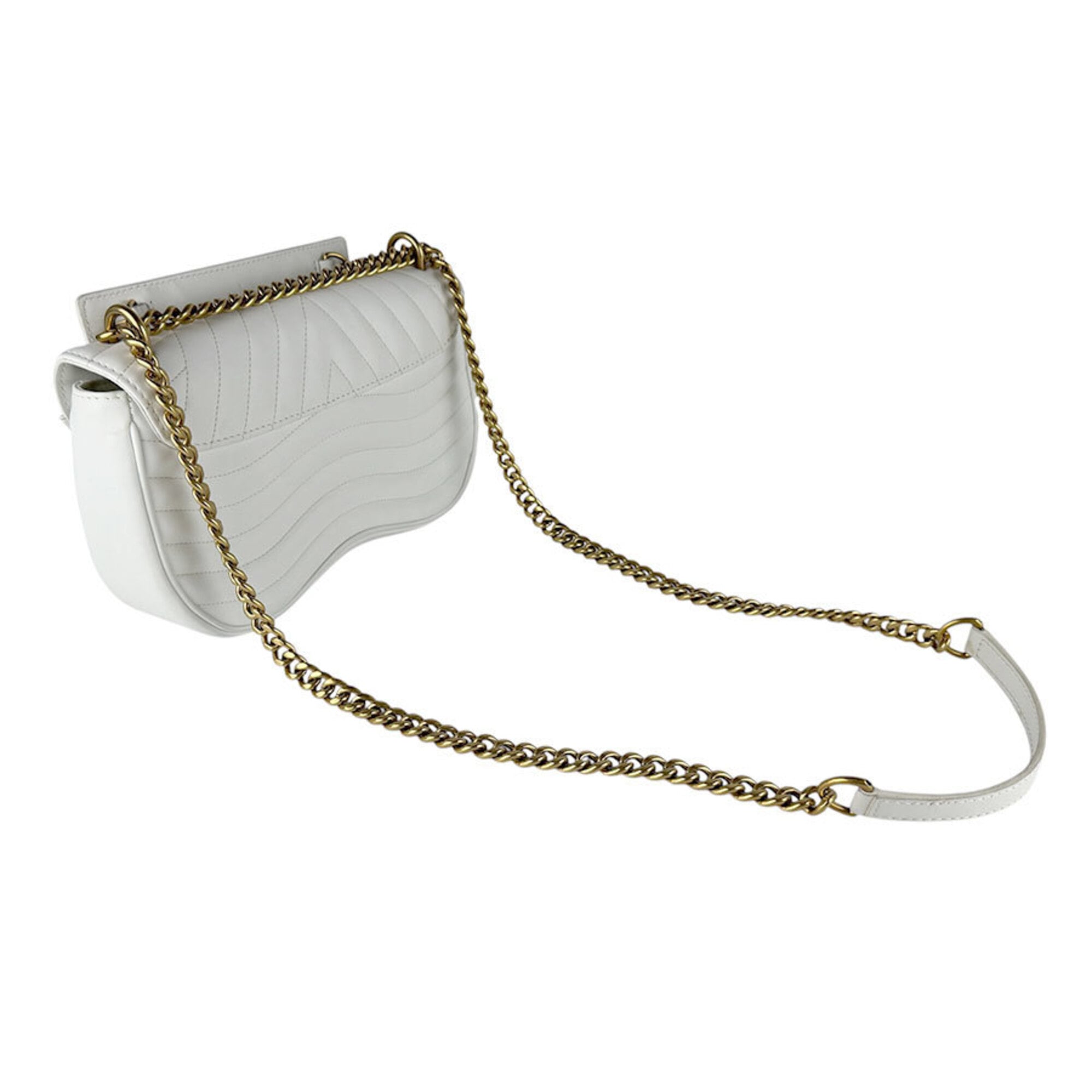 Louis Vuitton Light Gray White Leather Shoulder Bag (Pre-Owned)