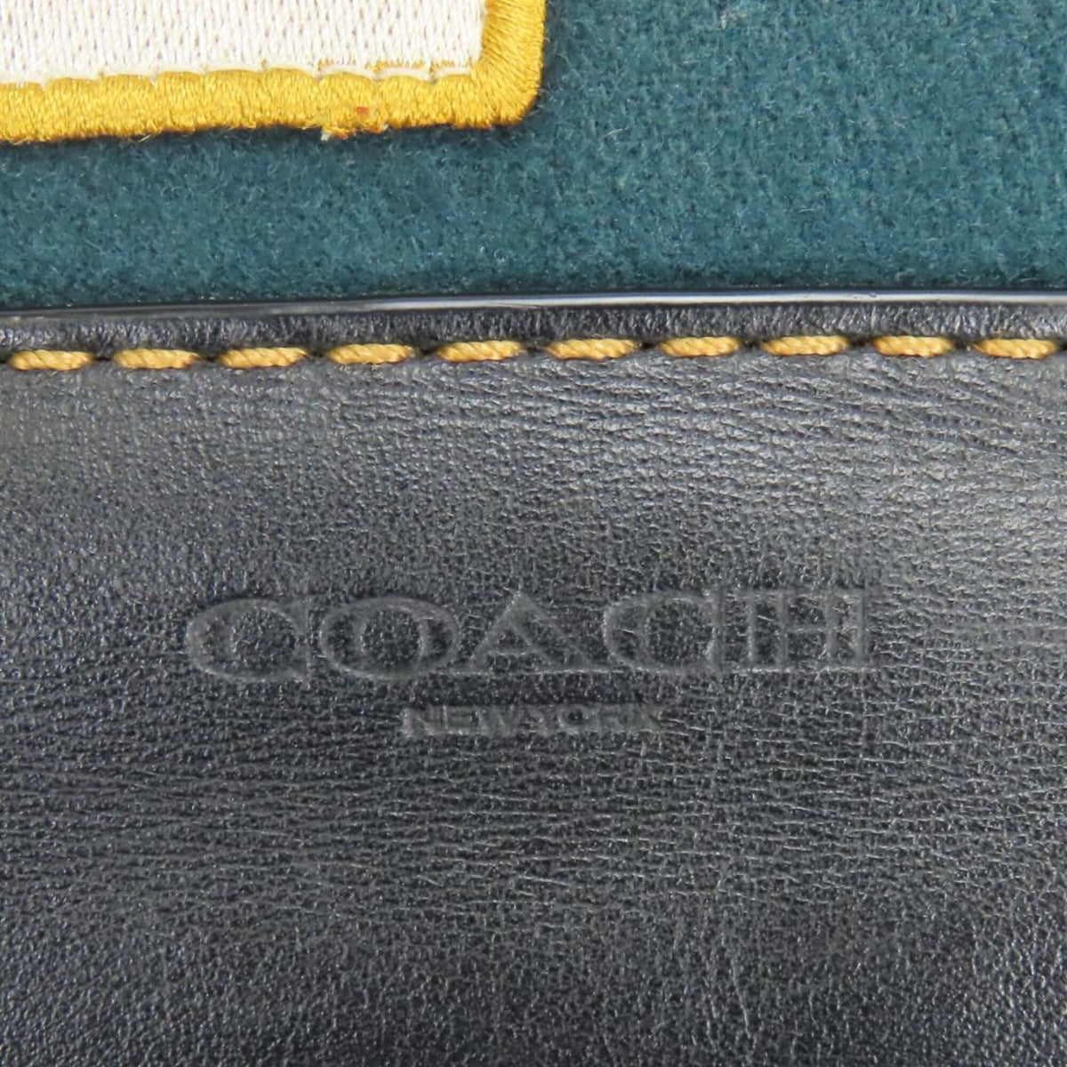 Coach Black Green Felt Leather Tote Bag (Pre-Owned)