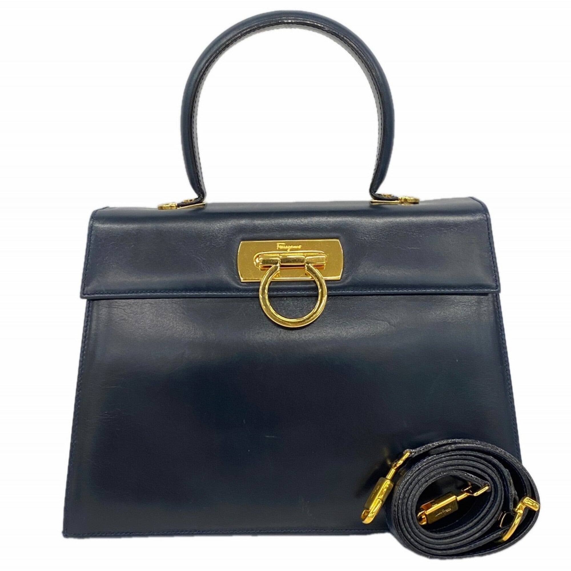 Salvatore Ferragamo Navy Leather Handbag (Pre-Owned)