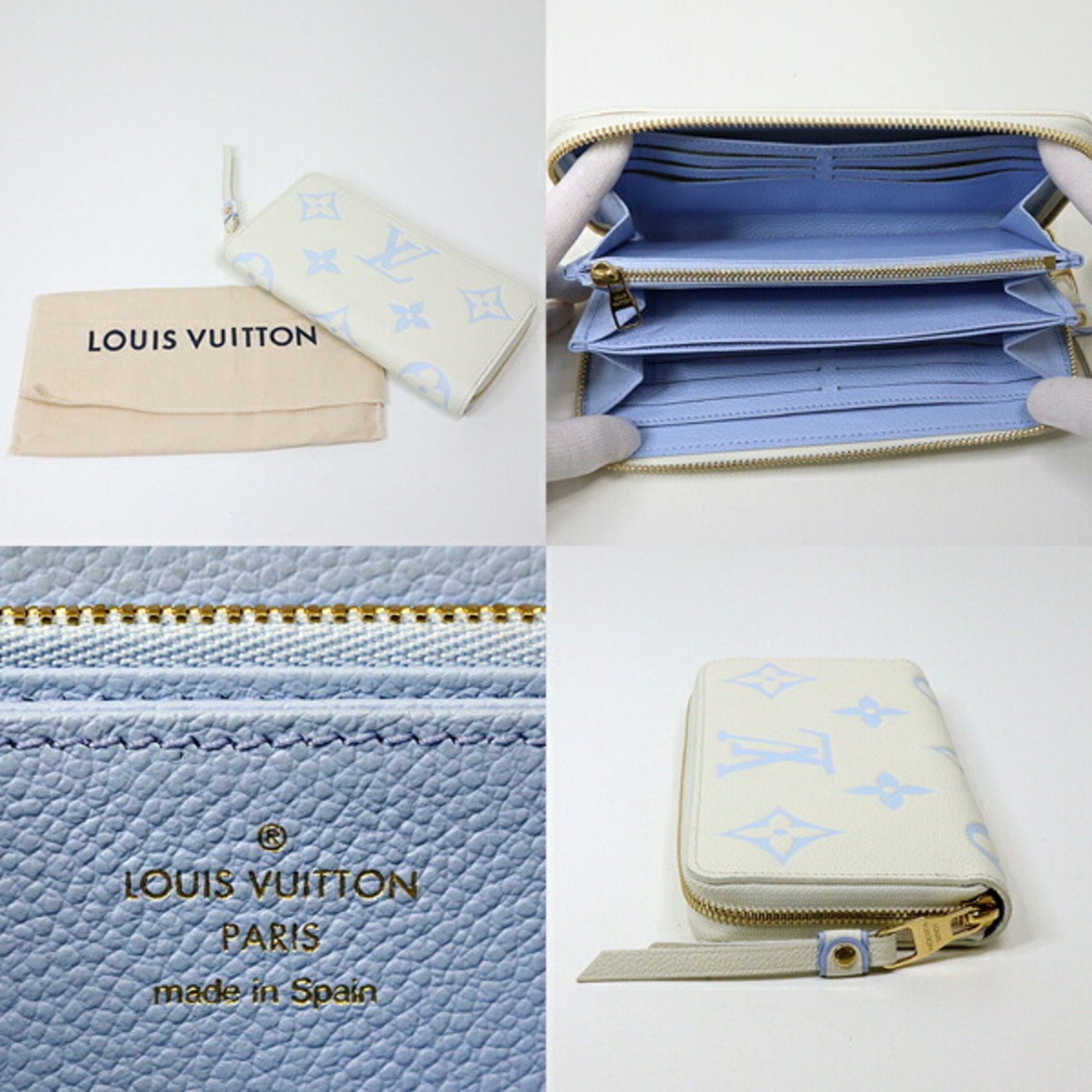 Louis Vuitton Blue White Monogram Empreinte Leather Long Wallet (Bi-Fold) (Pre-Owned)