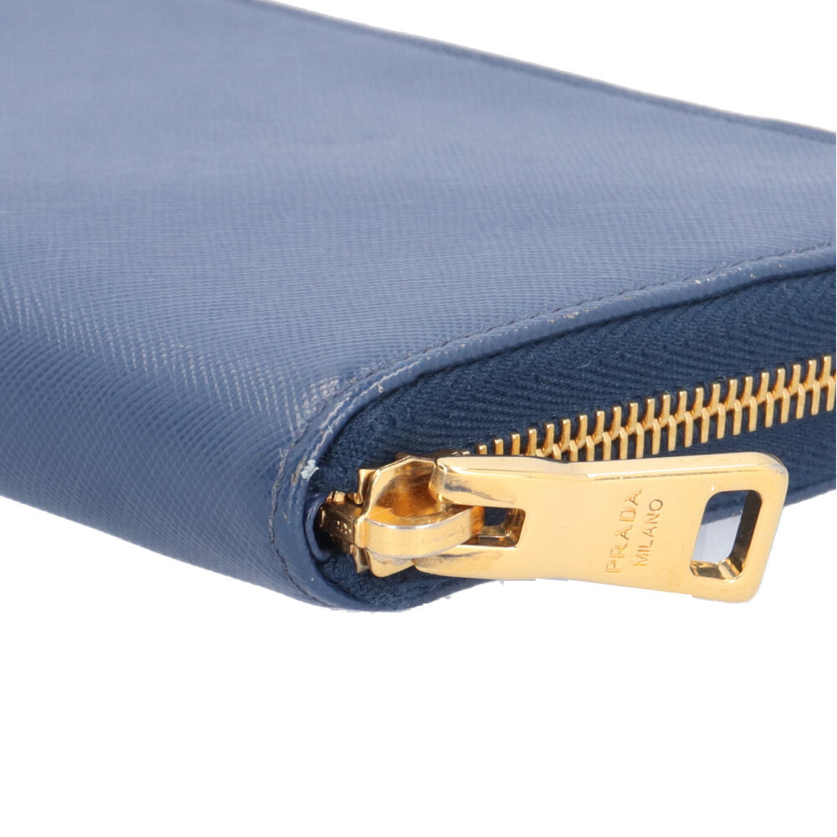 Prada Blue Leather Long Wallet (Bi-Fold) (Pre-Owned)