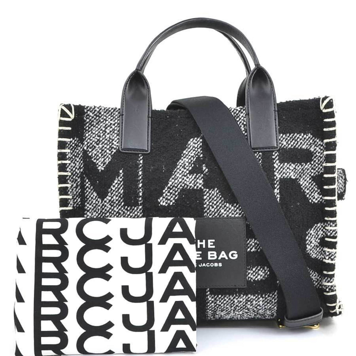 Marc Jacobs Black Polyester Leather Handbag Shoulder Bag Tote Bag (Pre-Owned)