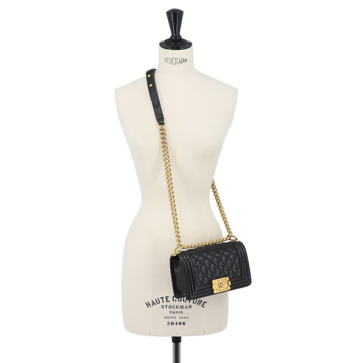 Chanel Black Grained Calfskin Handbag Shoulder Bag (Pre-Owned)