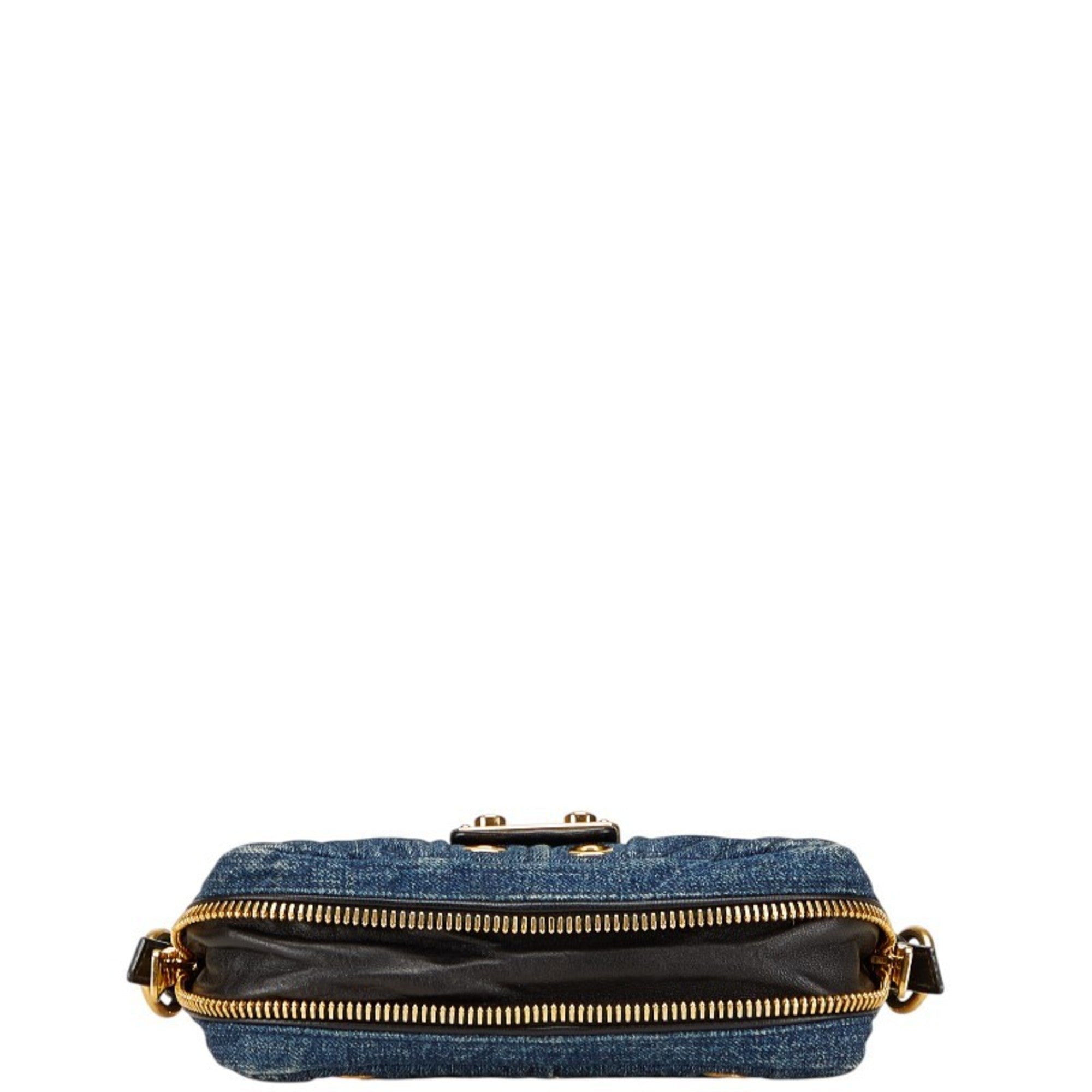 Miu Miu Multi-Color Denim Leather Shoulder Bag (Pre-Owned)