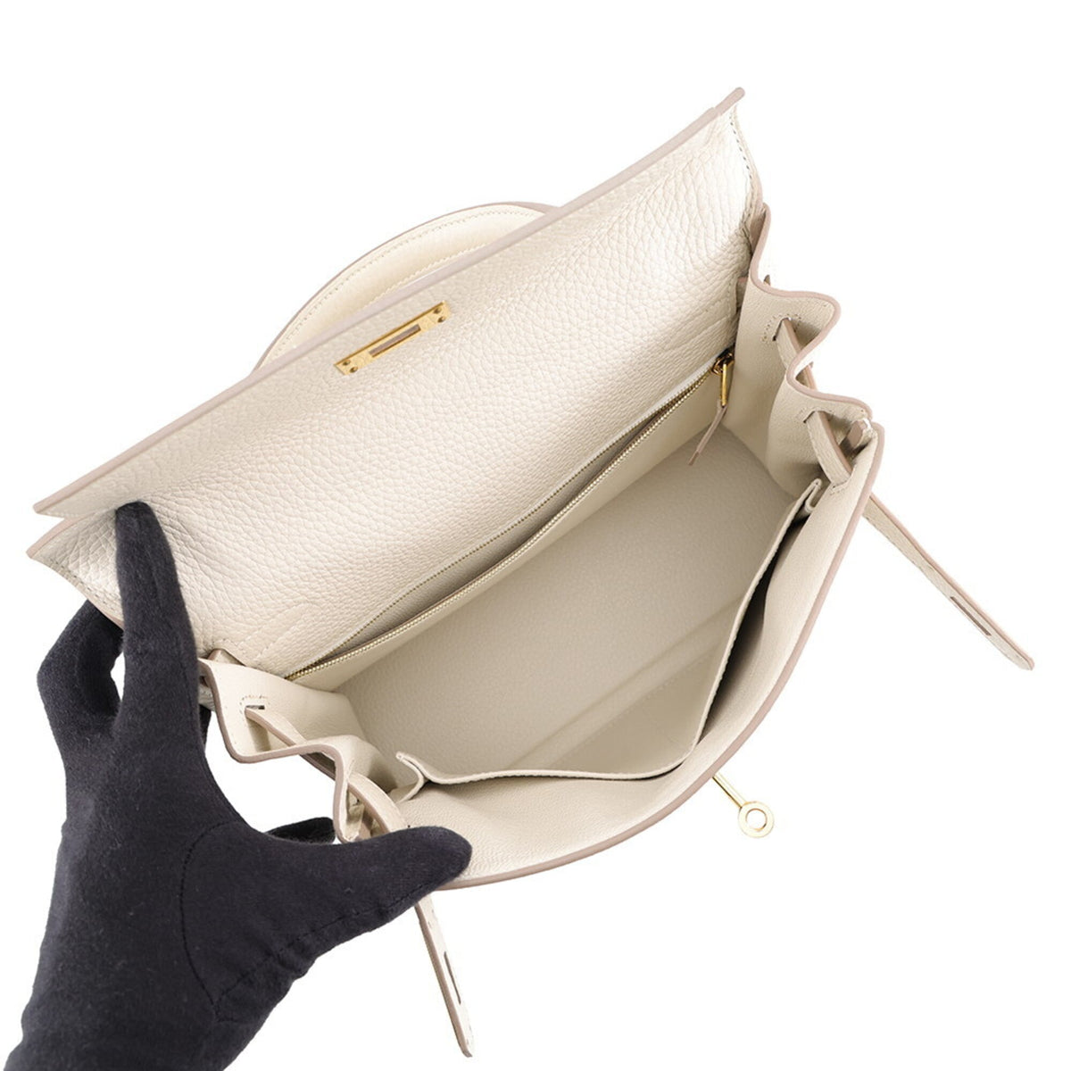 Hermes Kelly Gold Taurillon Clemence Leather Handbag (Pre-Owned)
