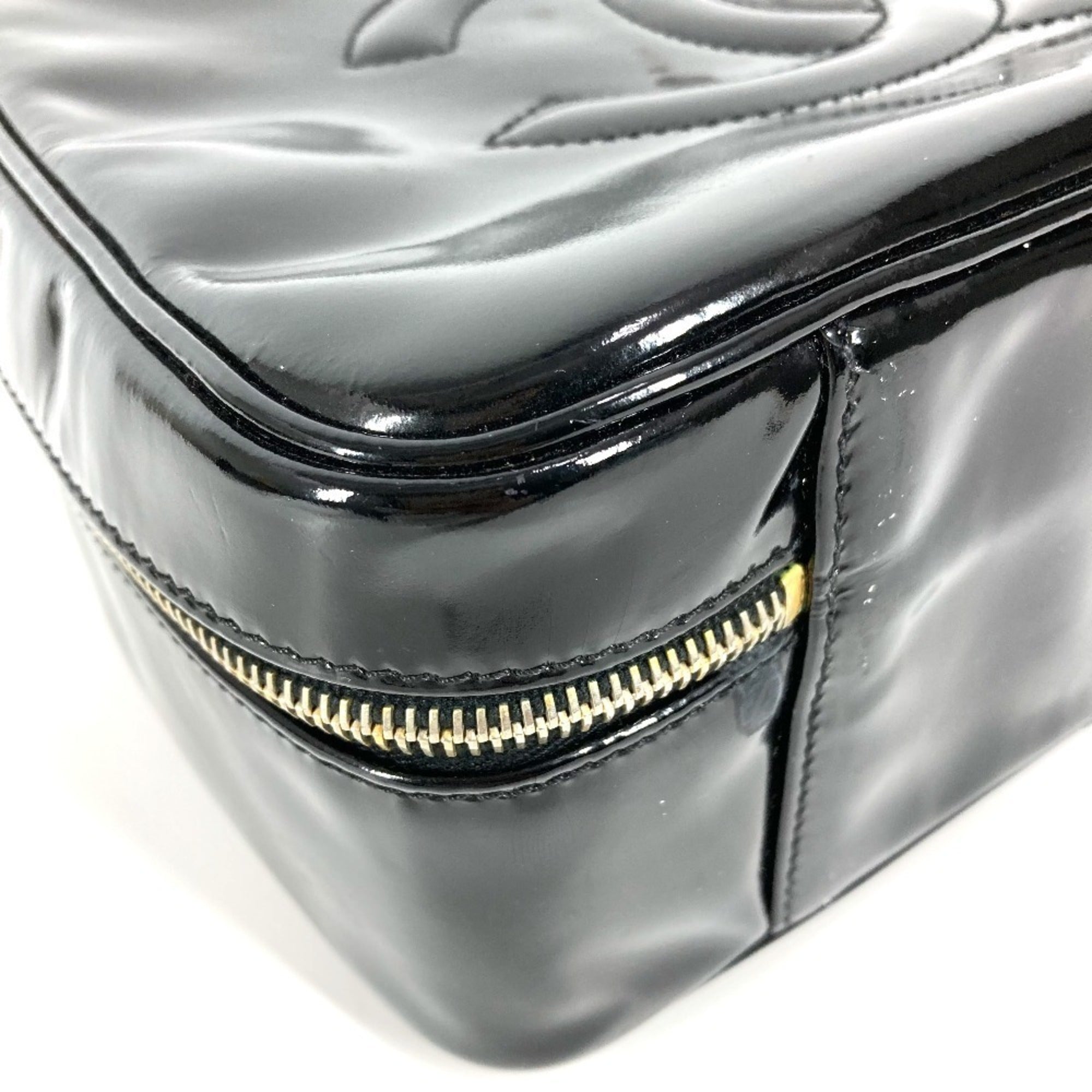 Chanel Black Leather Handbag Shoulder Bag Vanity Bag (Pre-Owned)
