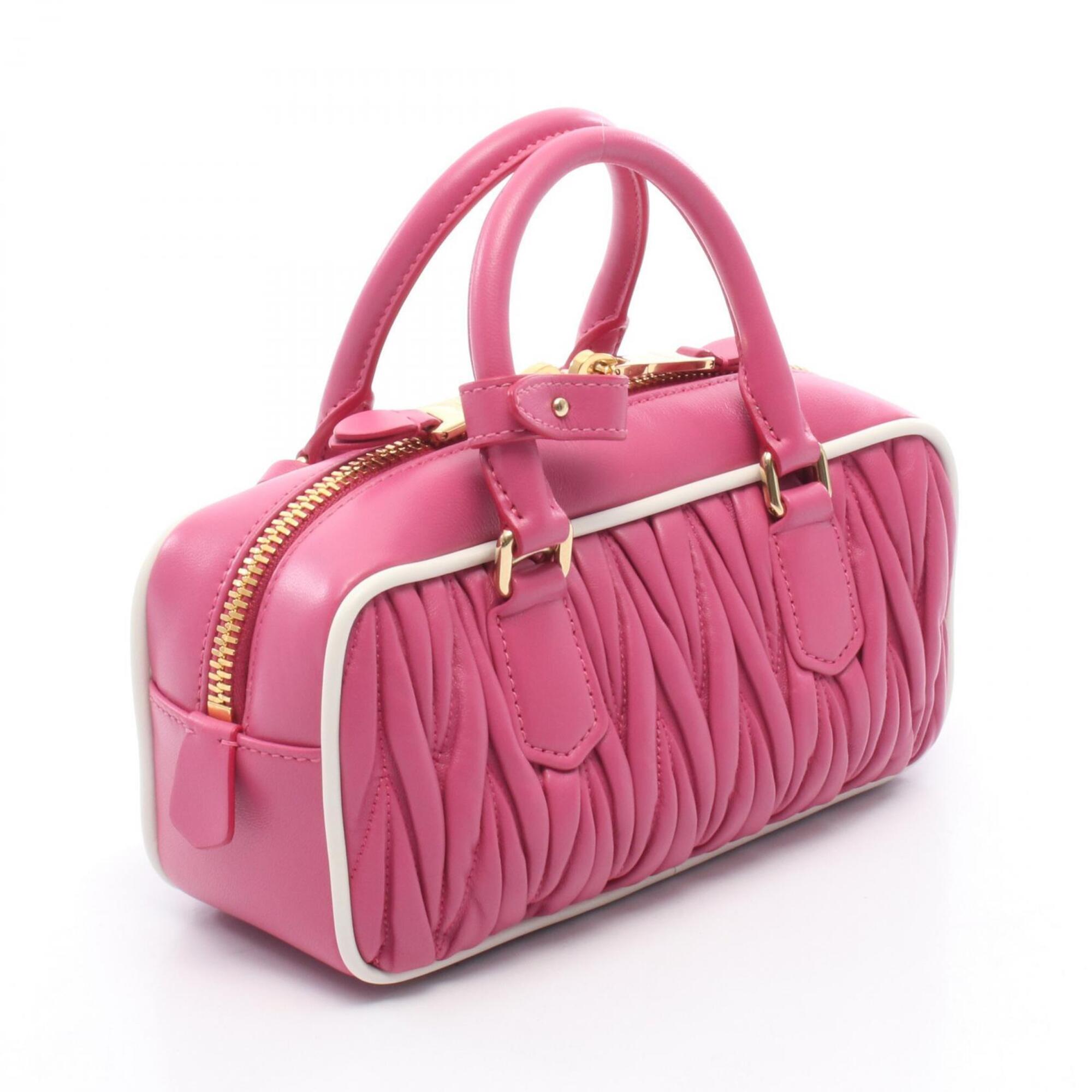 Miu Miu Pink White Leather Handbag (Pre-Owned)