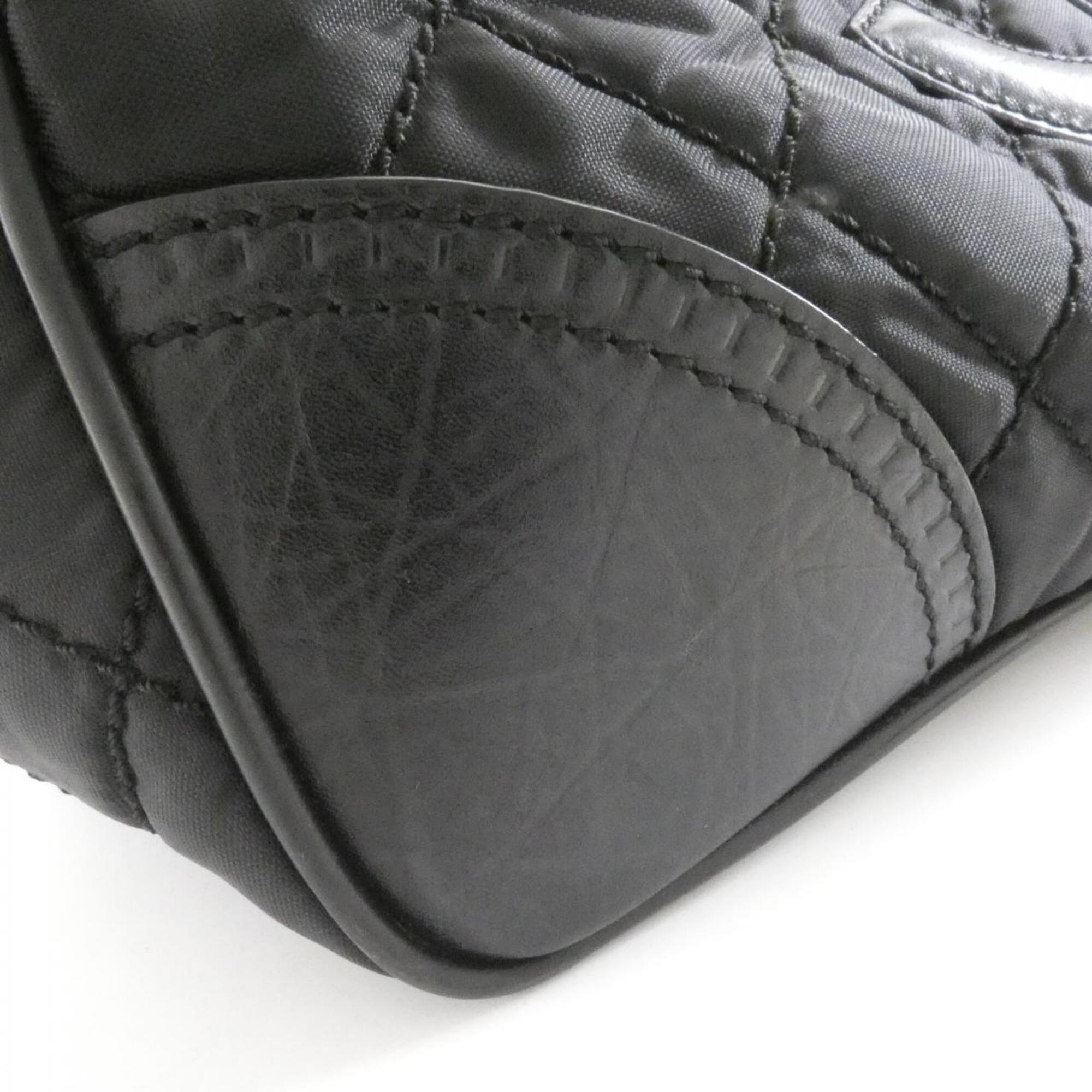 Chanel Black Nylon Leather Handbag (Pre-Owned)