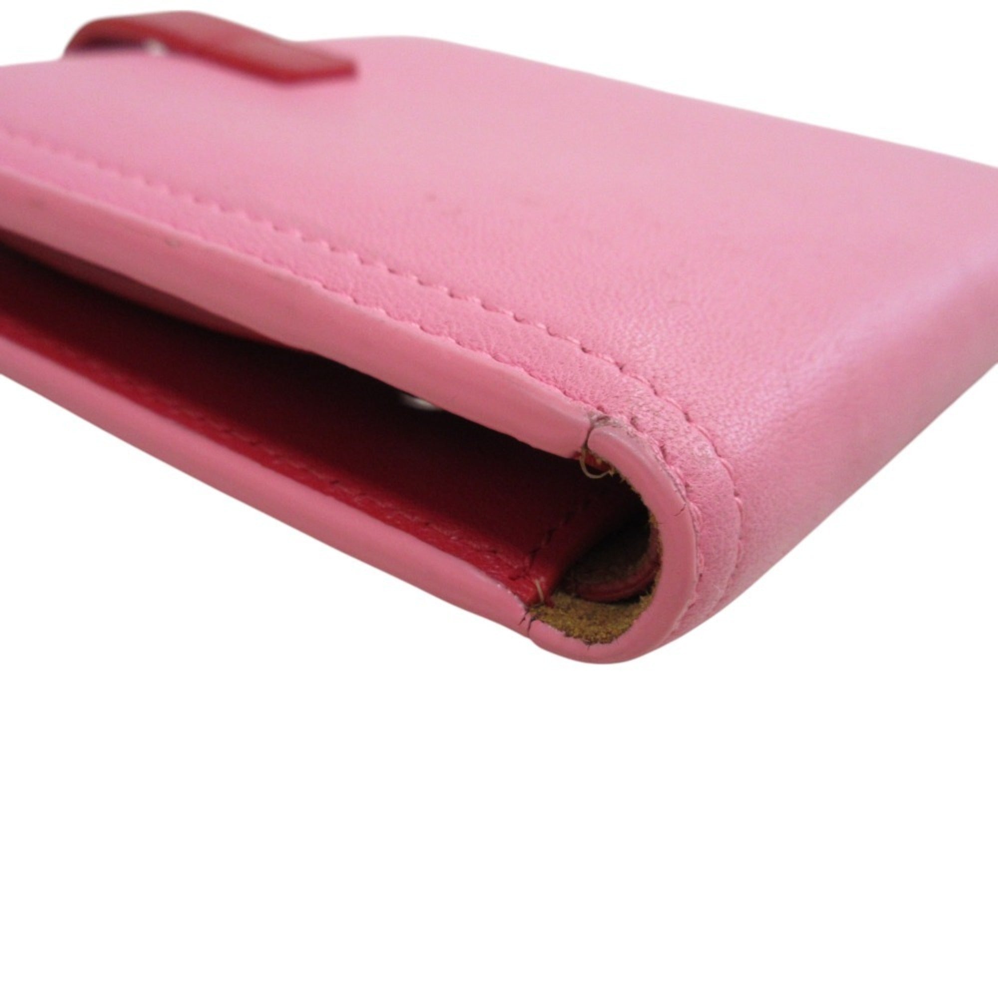 Bottega Veneta Pink Red Color Leather Wallet (Bi-Fold) (Pre-Owned)