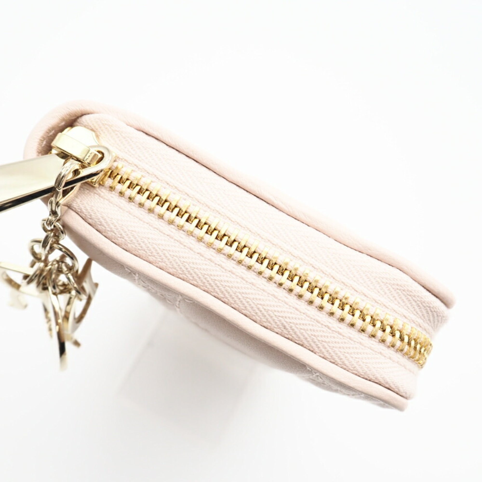 Christian Dior Lady Dior Pink Leather Long Wallet (Bi-Fold) (Pre-Owned)