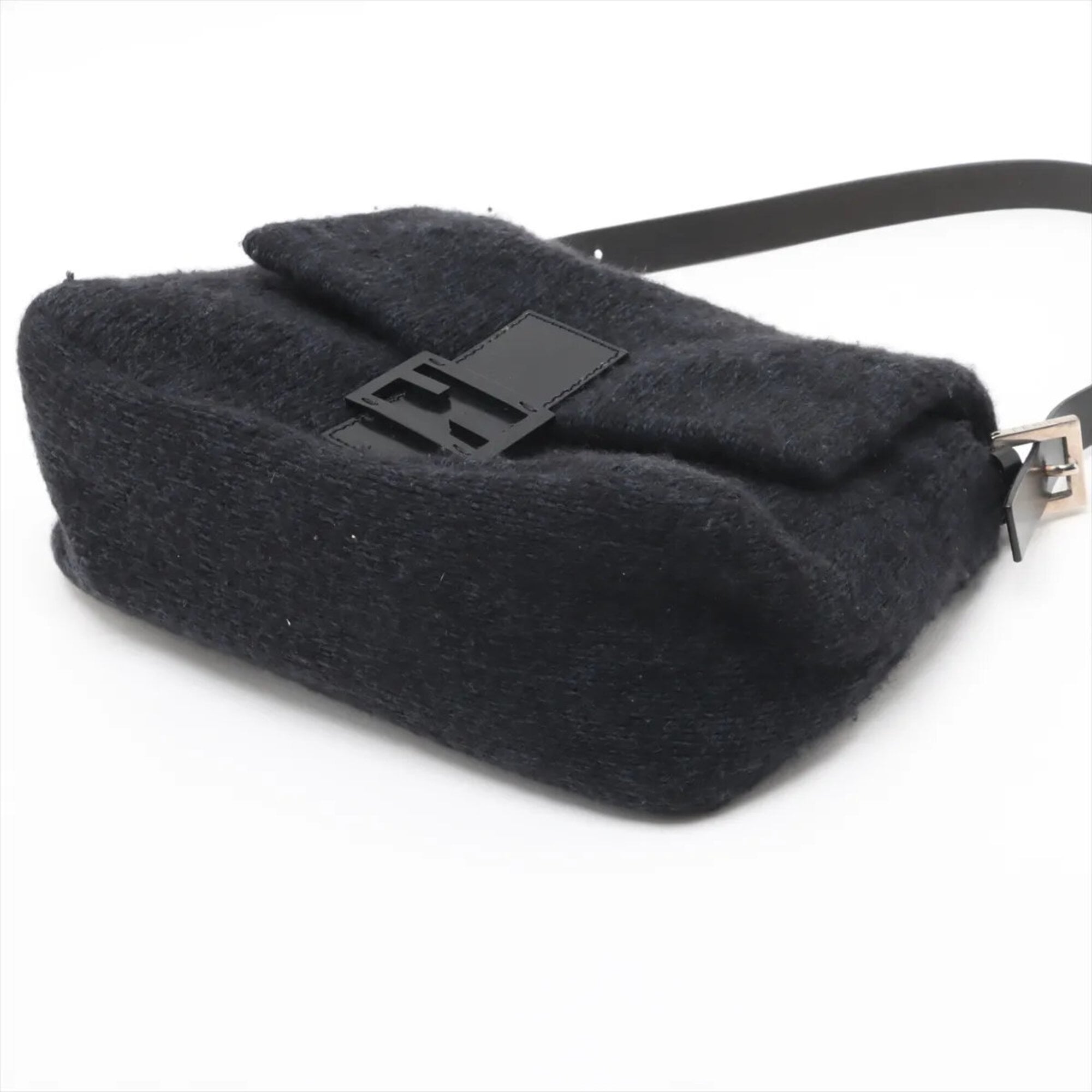 Fendi Black Navy Leather Handbag Shoulder Bag Tote Bag (Pre-Owned)