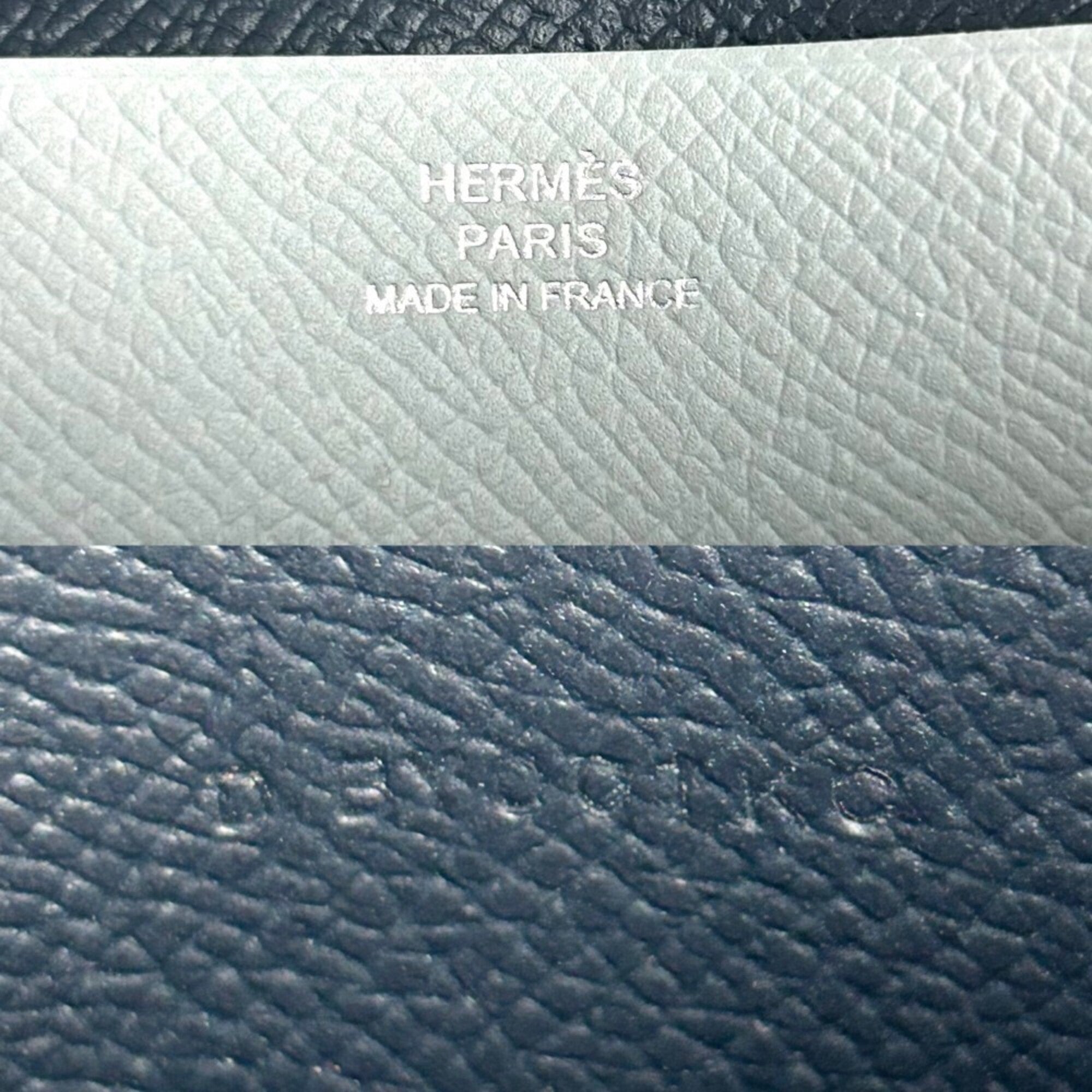 Hermes Mc2 Black Blue Gray Epsom Leather Long Wallet (Bi-Fold) (Pre-Owned)
