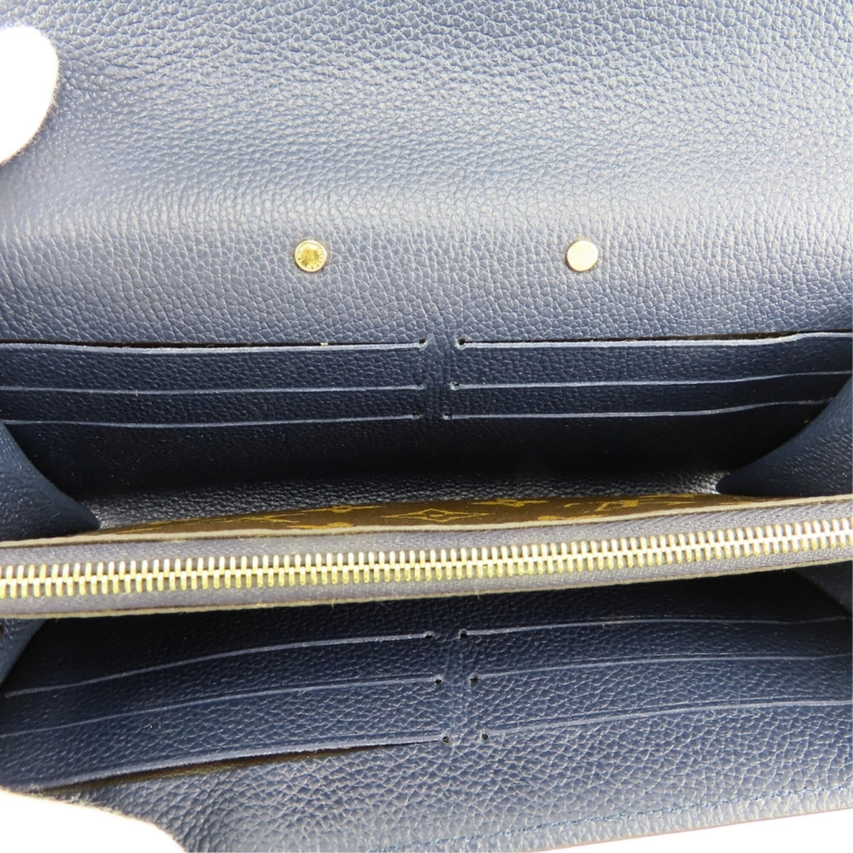Louis Vuitton Brown Monogram Navy Blue Monogram Leather Long Wallet (Bi-Fold) (Pre-Owned)