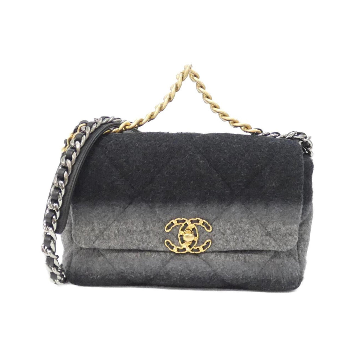 Chanel Black Wool Shoulder Bag (Pre-Owned)