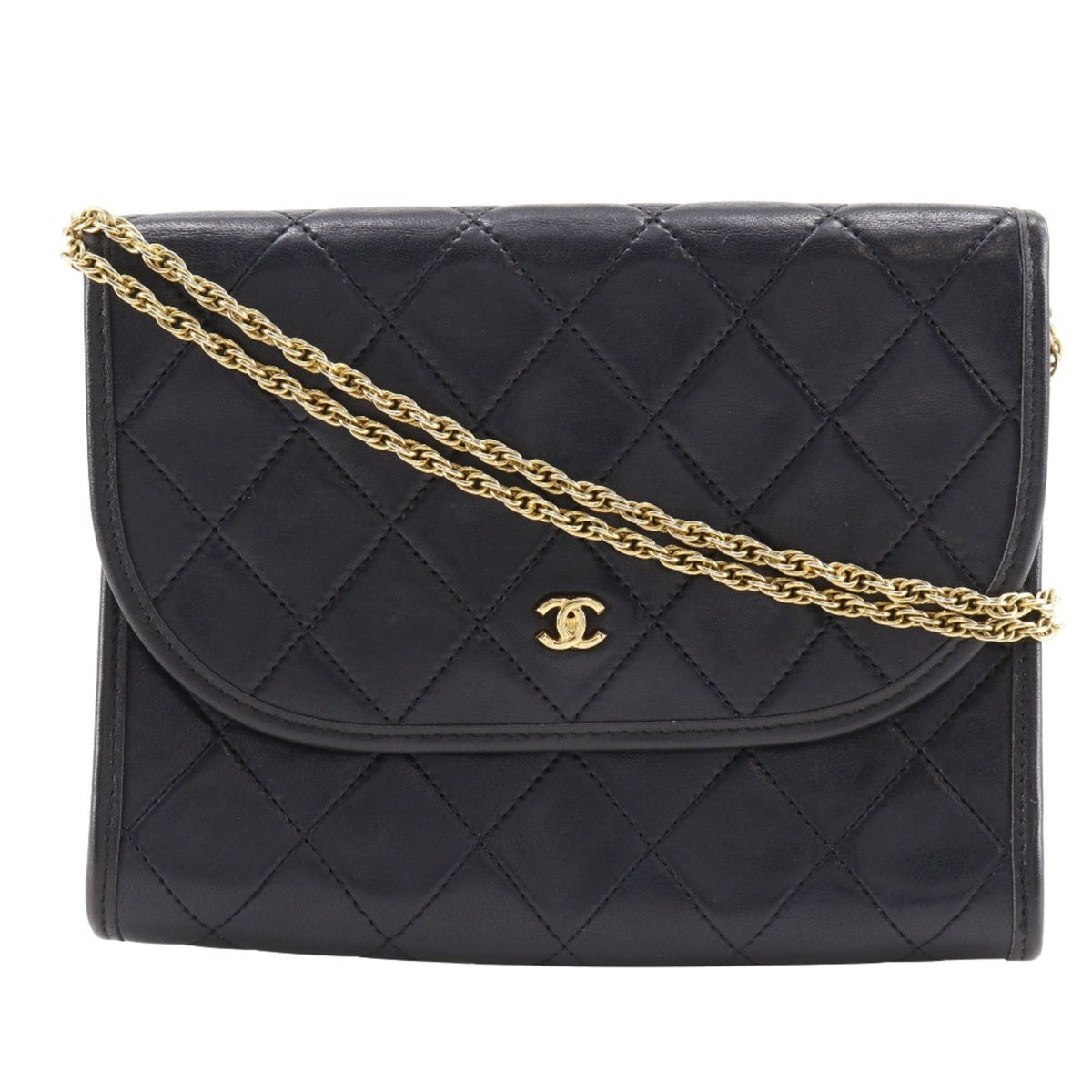 Chanel Black Leather Pochette Shoulder Bag (Pre-Owned)
