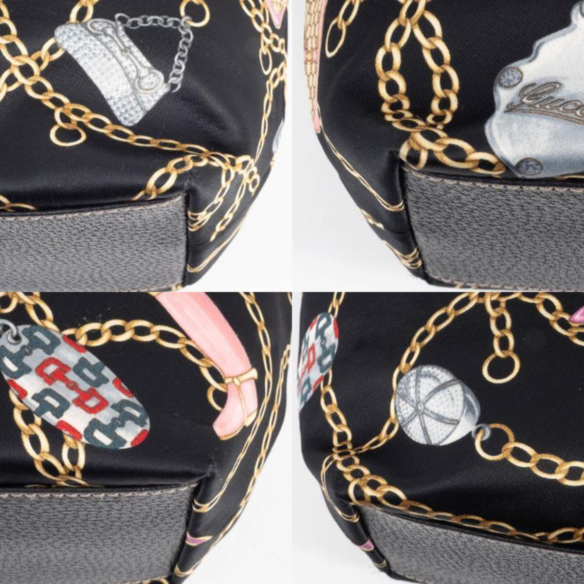Gucci Multi-Color Satin Leather Tote Bag (Pre-Owned)