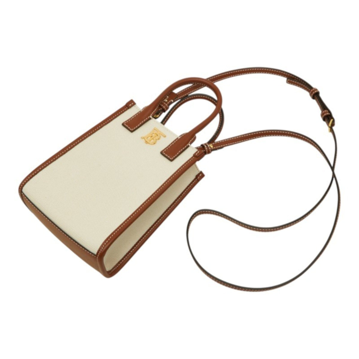 Burberry Brown Ivory Ivory Handbag Shoulder Bag (Pre-Owned)