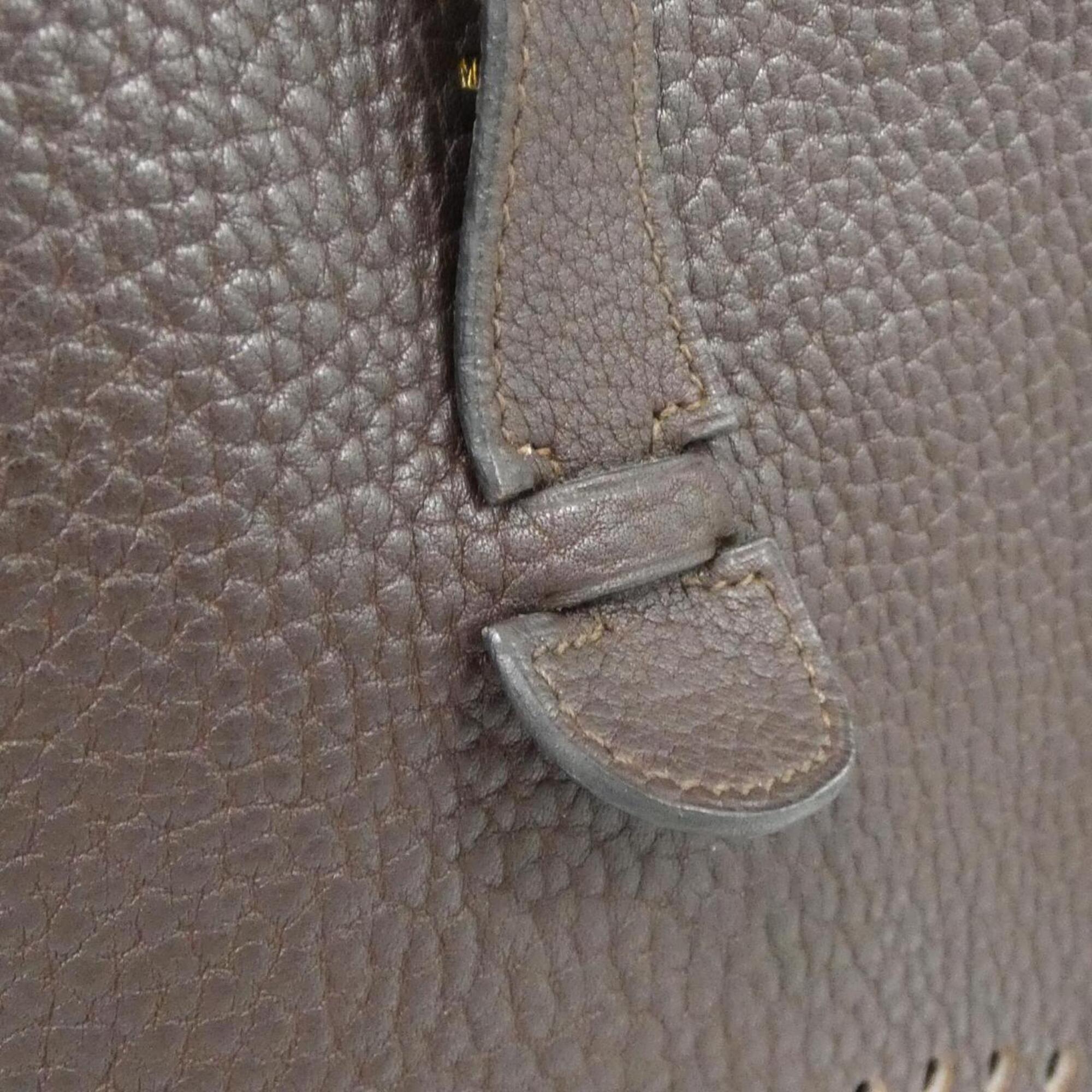 Hermes Evelyne Marron Fonce Fjord Leather Shoulder Bag (Pre-Owned)