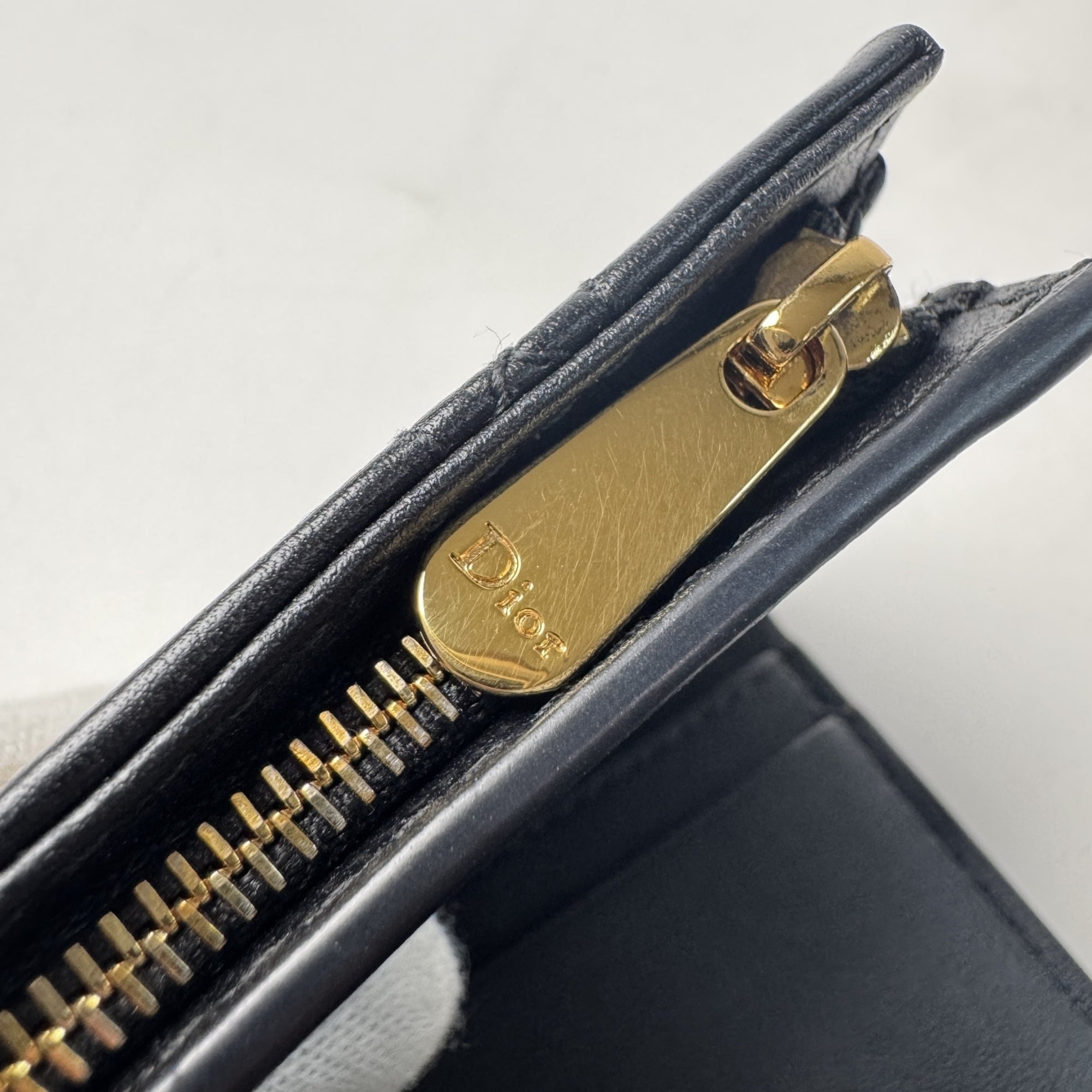 Christian Dior Black Leather Wallet (Tri-Fold) (Pre-Owned)