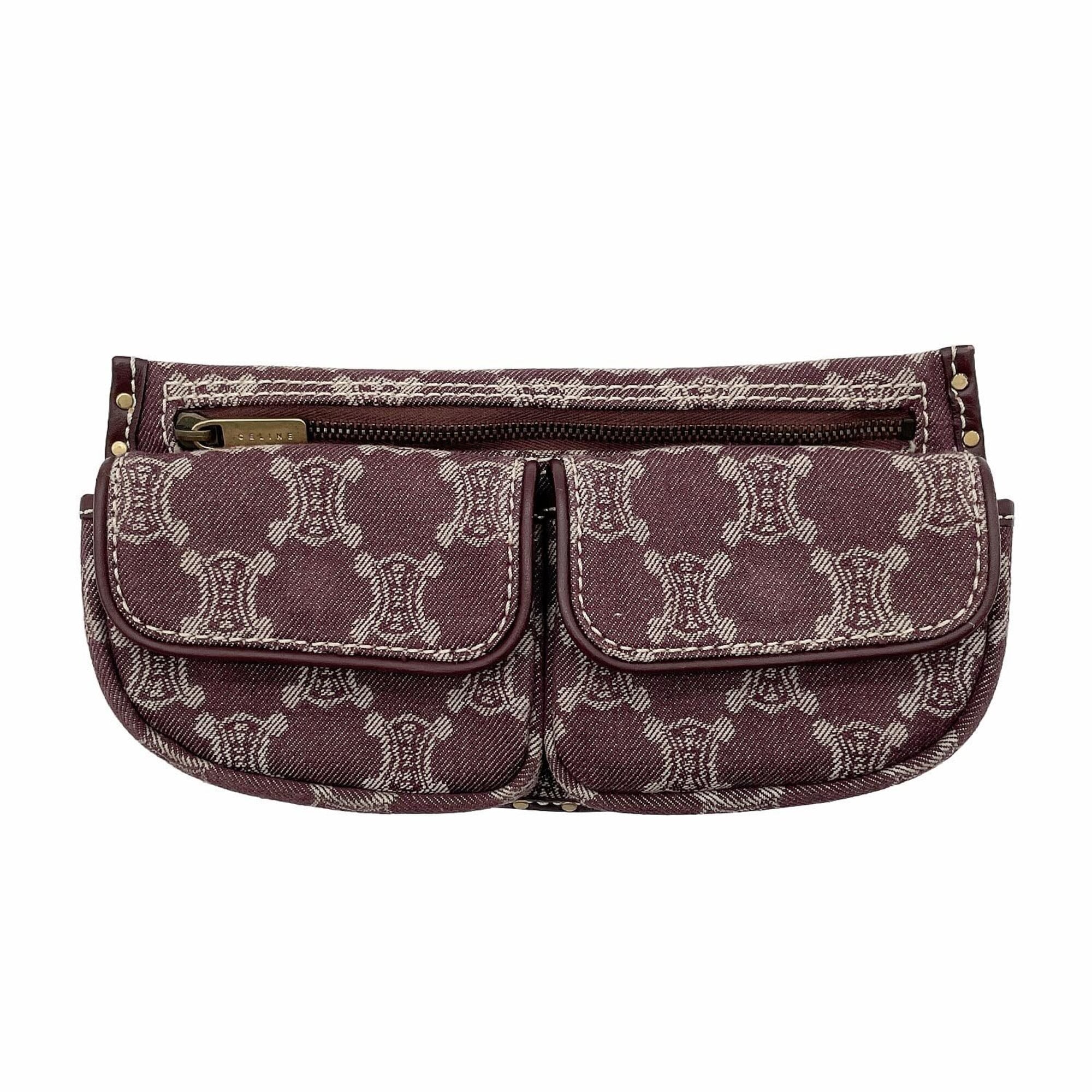 Celine Red Color Canvas Leather Sling Bag (Pre-Owned)