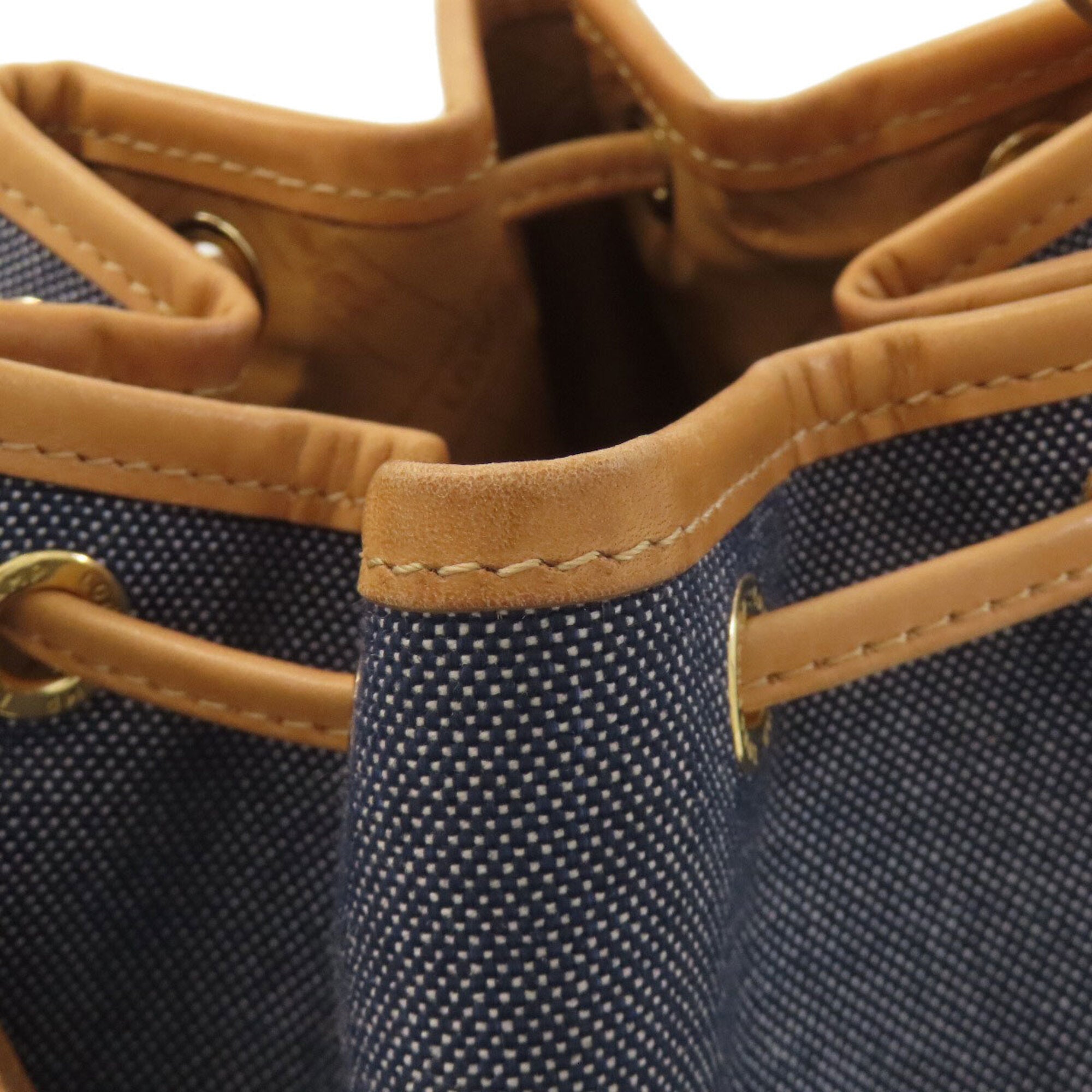 Longchamp Blue Brown Denim Shoulder Bag (Pre-Owned)