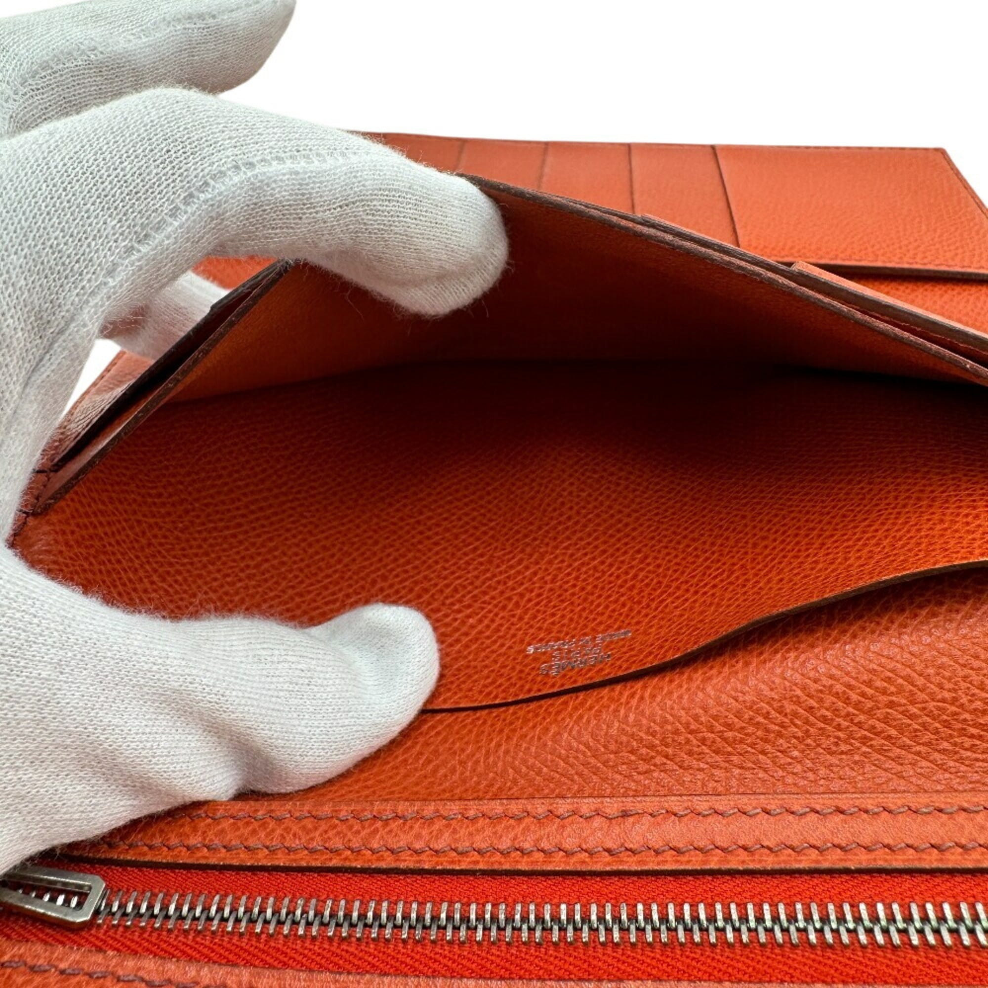 Hermes Orange Epsom Leather Long Wallet (Bi-Fold) (Pre-Owned)