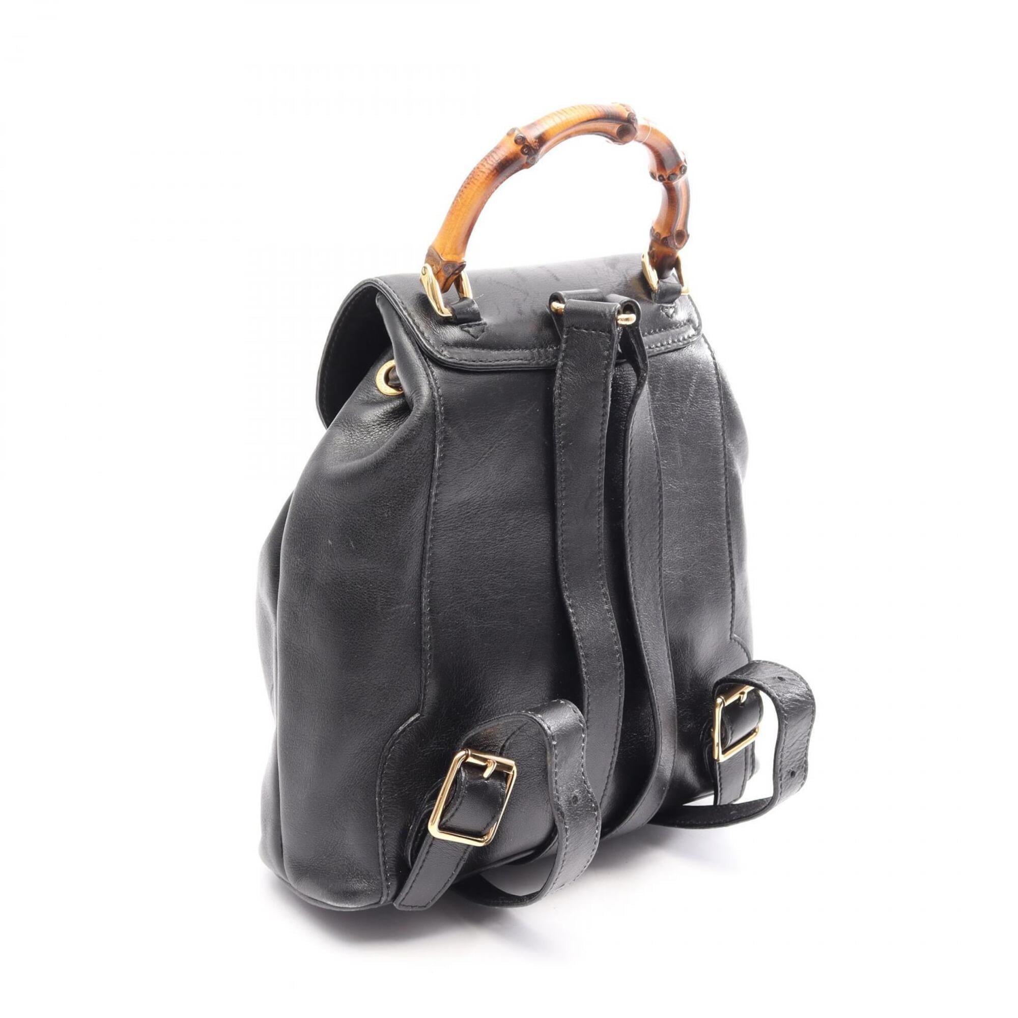 Gucci Black Leather Backpack Handbag (Pre-Owned)