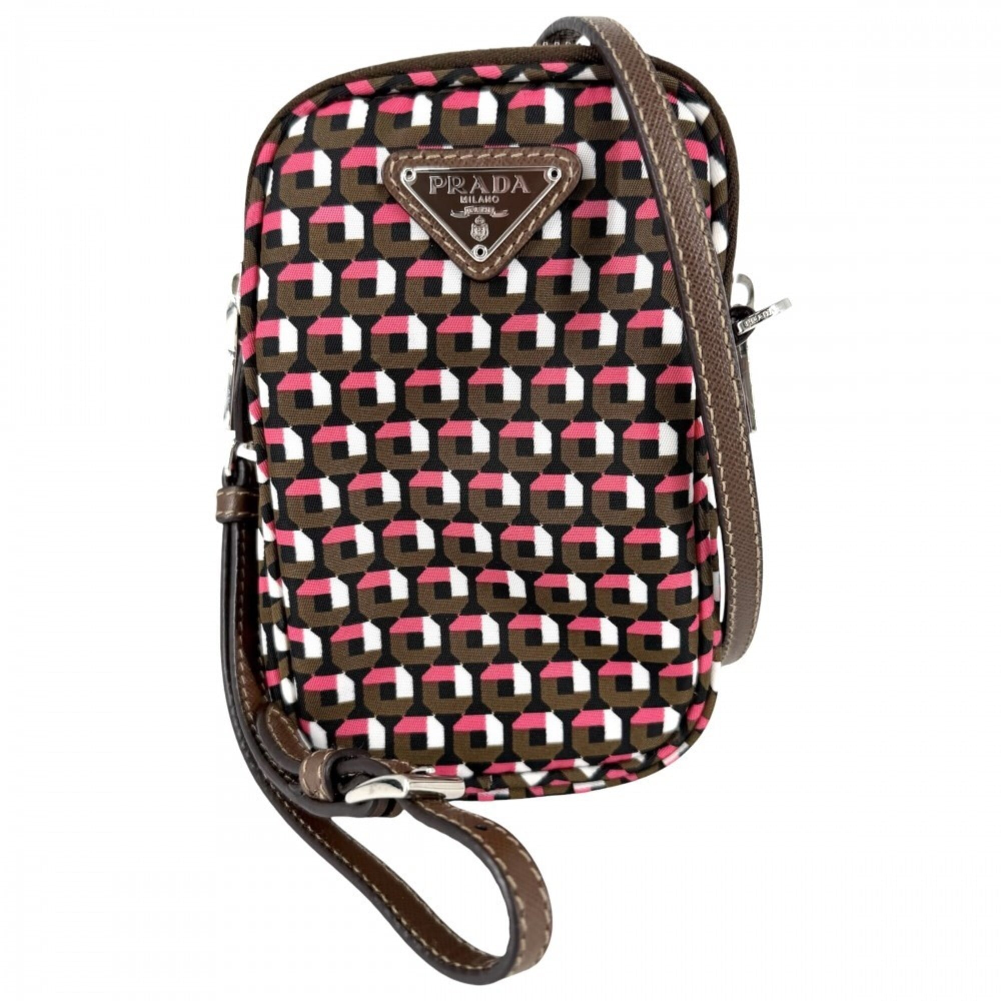 Prada Khaki Pink Nylon Shoulder Bag (Pre-Owned)