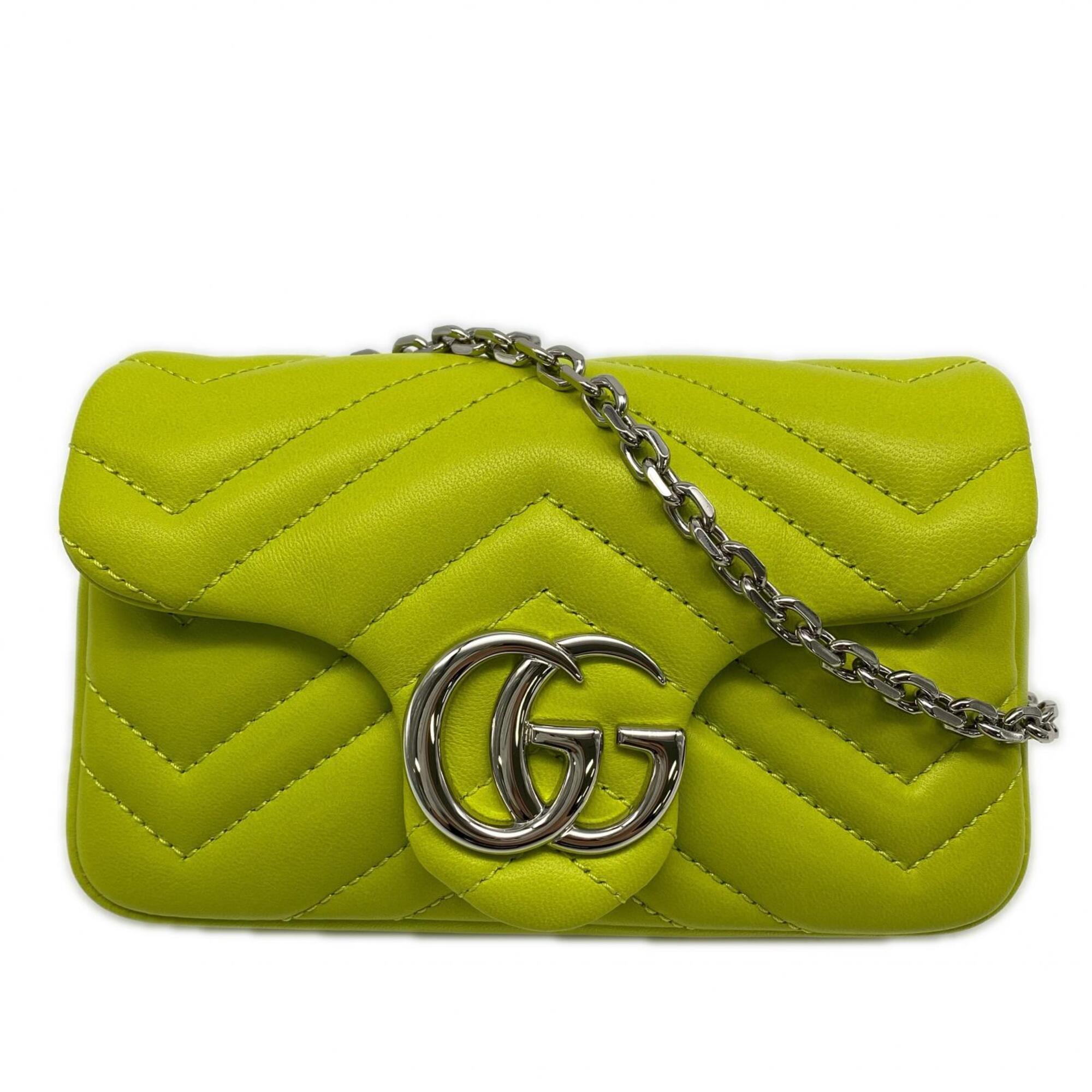 Gucci Gg Marmont Yellow Leather Shoulder Bag (Pre-Owned)