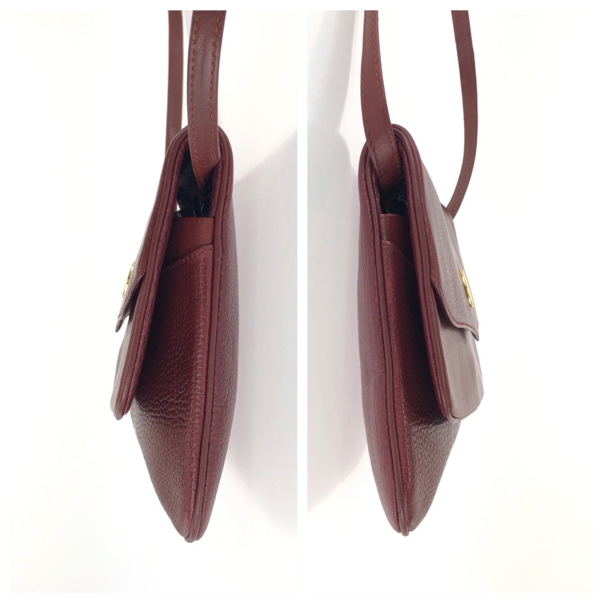 Cartier Bordeaux Wine Red Leather Shoulder Bag (Pre-Owned)