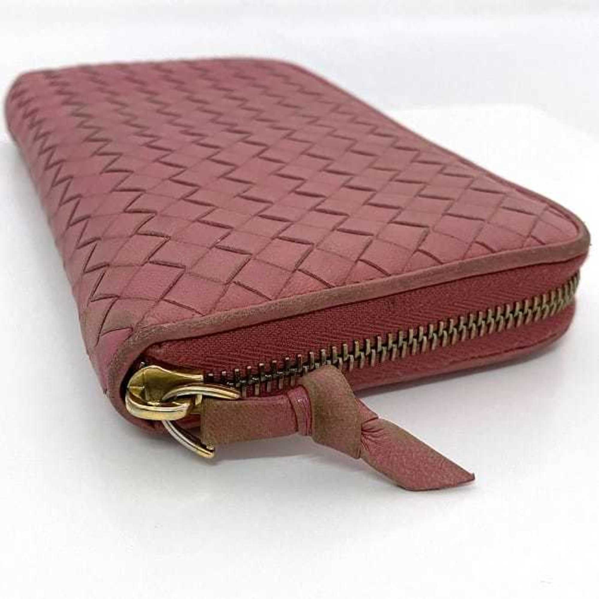 Bottega Veneta Pink Leather Long Wallet (Bi-Fold) (Pre-Owned)