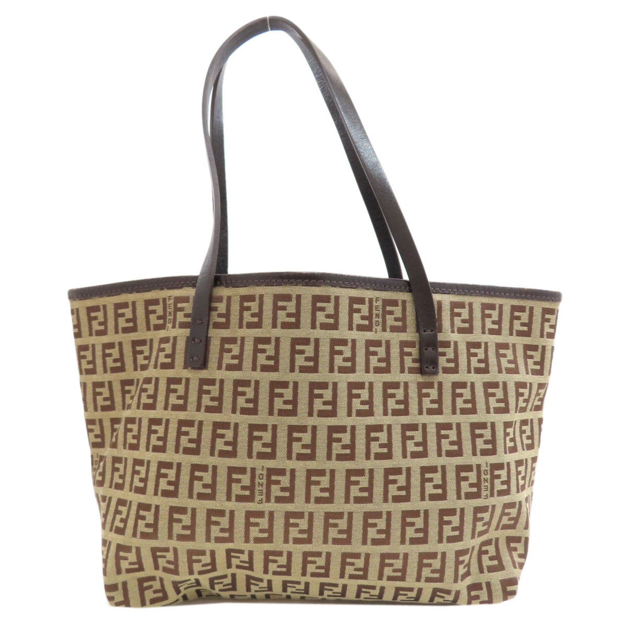 Fendi Zucchino Brown Canvas Handbag (Pre-Owned)
