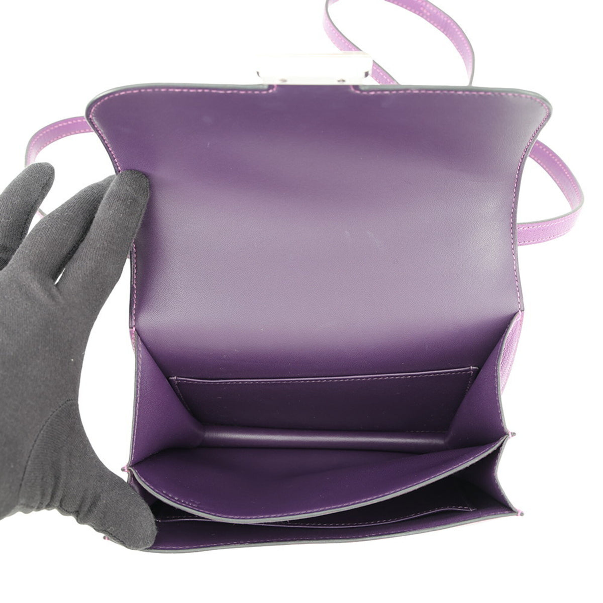 Hermes Constance Anemone Cassis Chevre Myzore Leather Handbag Shoulder Bag (Pre-Owned)