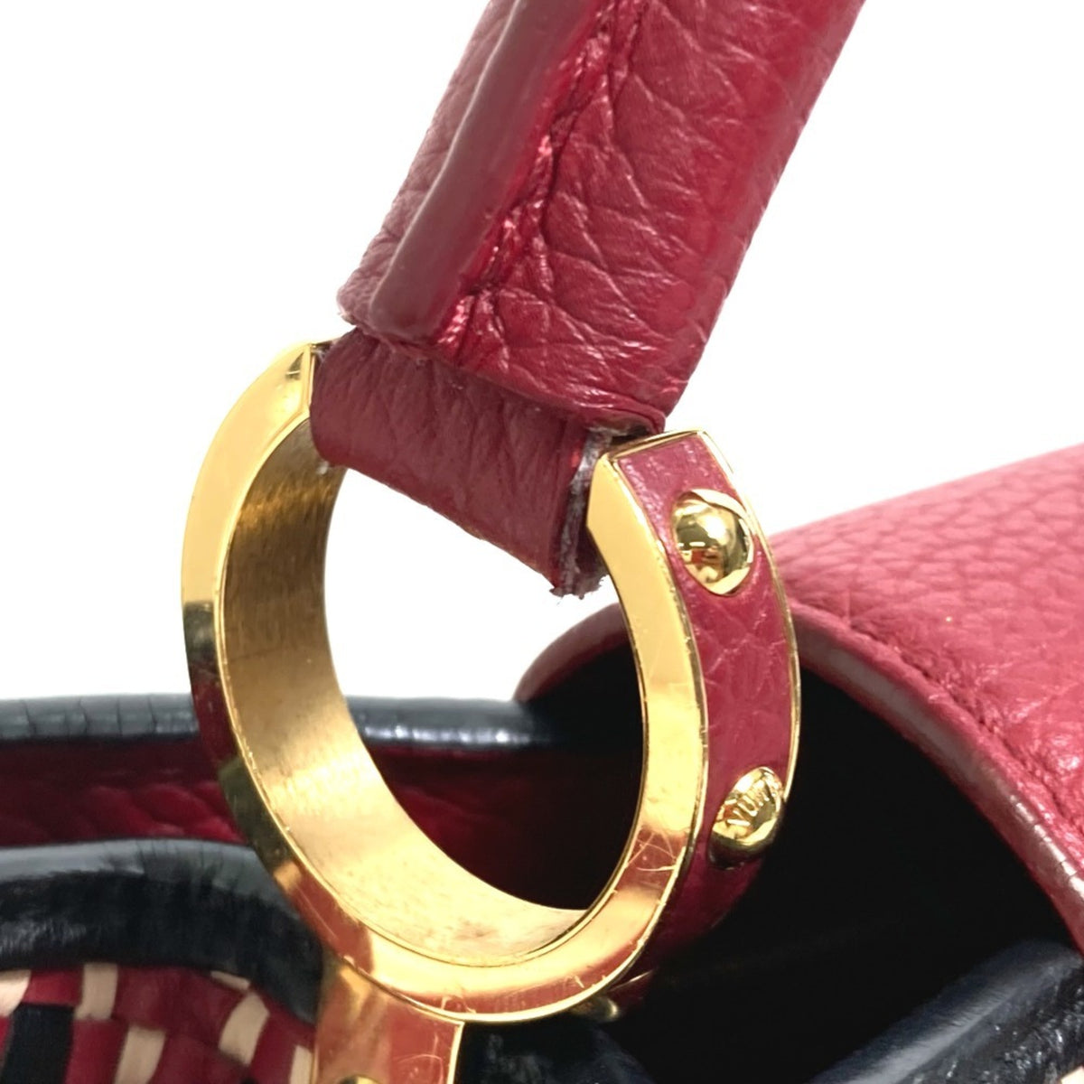 Louis Vuitton Black Red Color Leather Handbag (Pre-Owned)