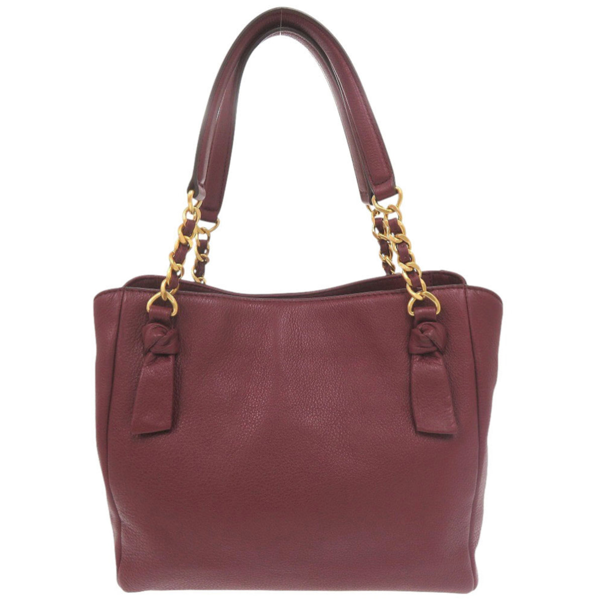 Tory Burch Bordeaux Leather Handbag Shoulder Bag (Pre-Owned)