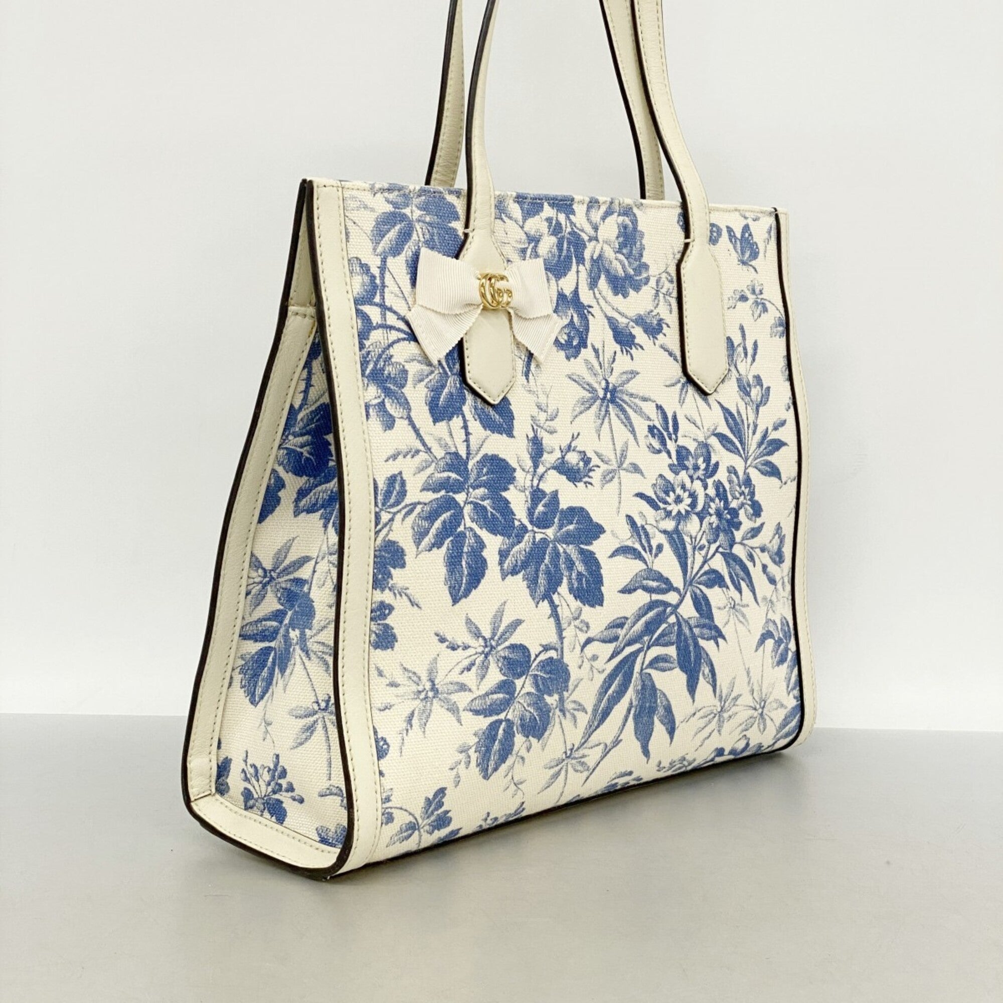 Gucci Blue White Canvas Tote Bag (Pre-Owned)