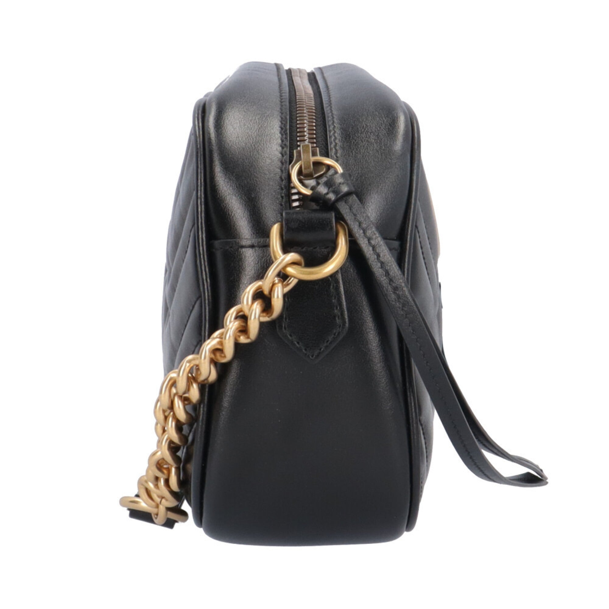 Gucci Gg Marmont Black Leather Shoulder Bag (Pre-Owned)