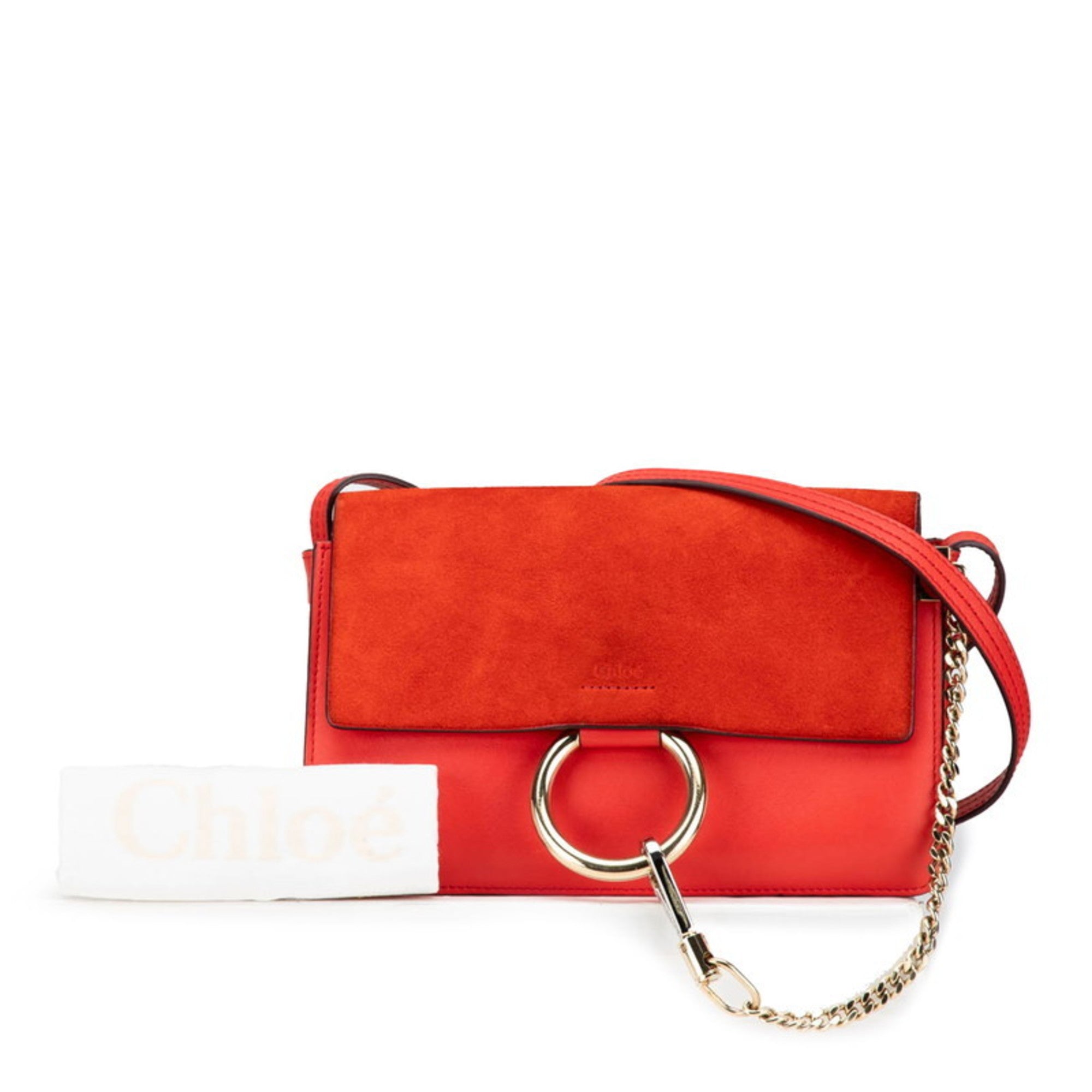 Chloé Red Color Leather Suede Shoulder Bag (Pre-Owned)