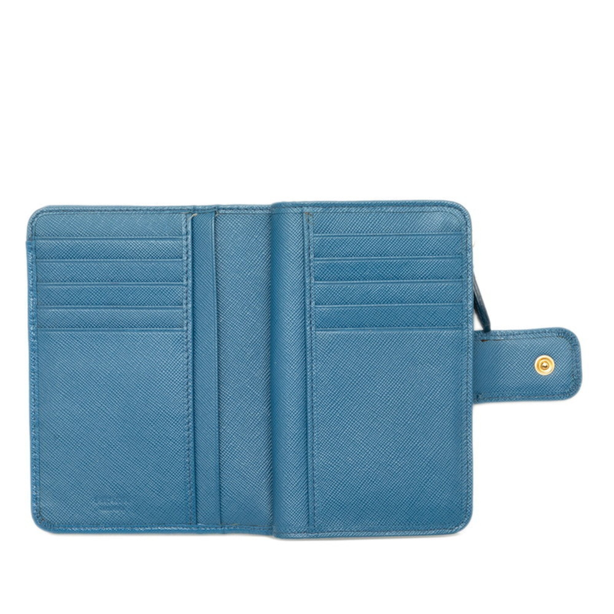 Prada Blue Leather Wallet (Bi-Fold) (Pre-Owned)