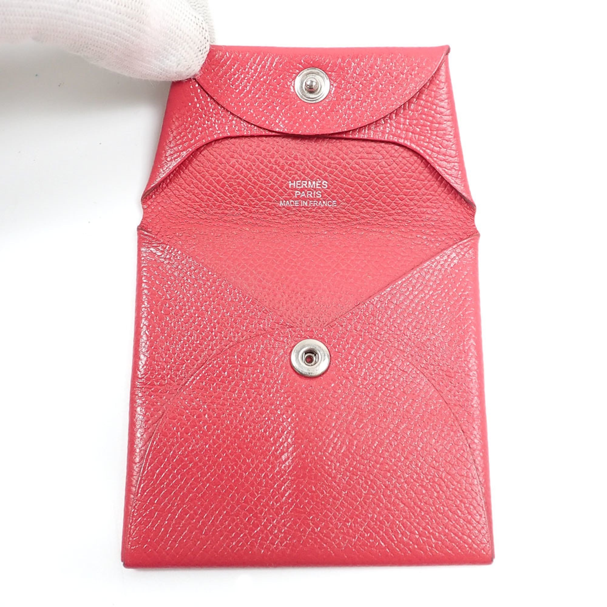 Hermes Bastia Red Color Leather Coin Purse/Coin Case (Pre-Owned)