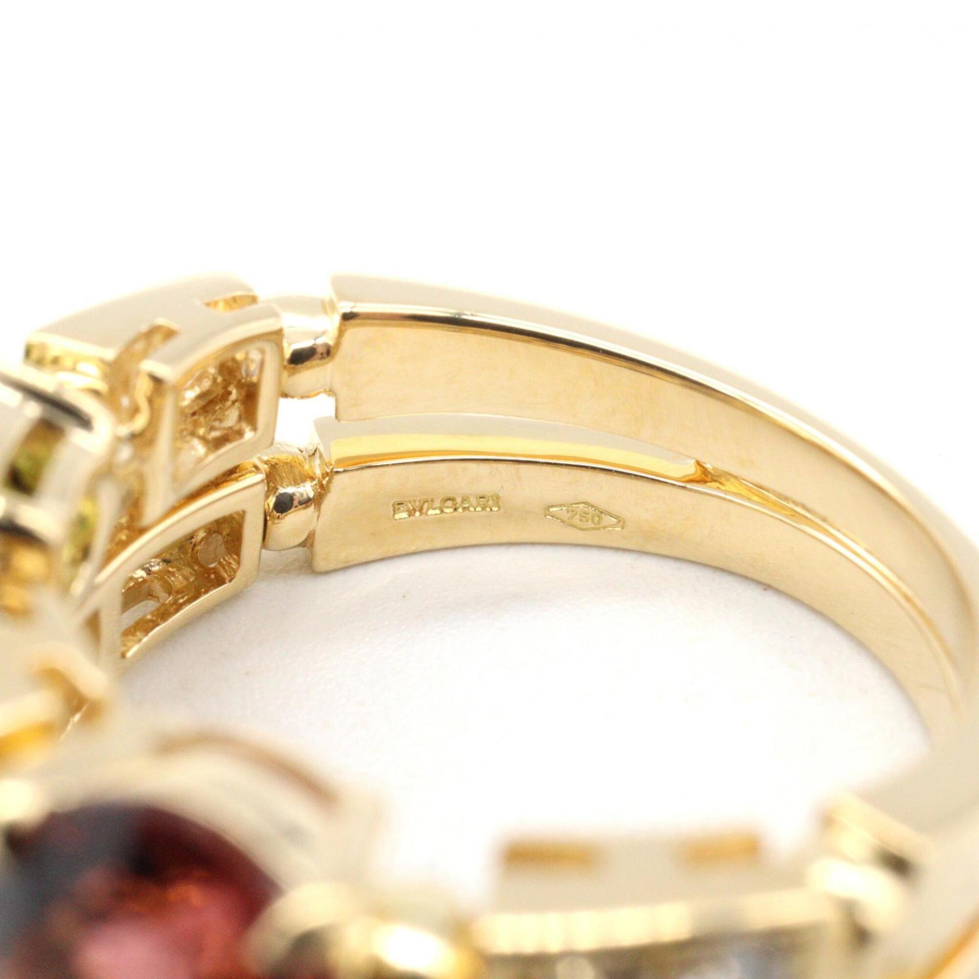 Bvlgari Gold Blue Clear Green Purple Band Ring (Pre-Owned)