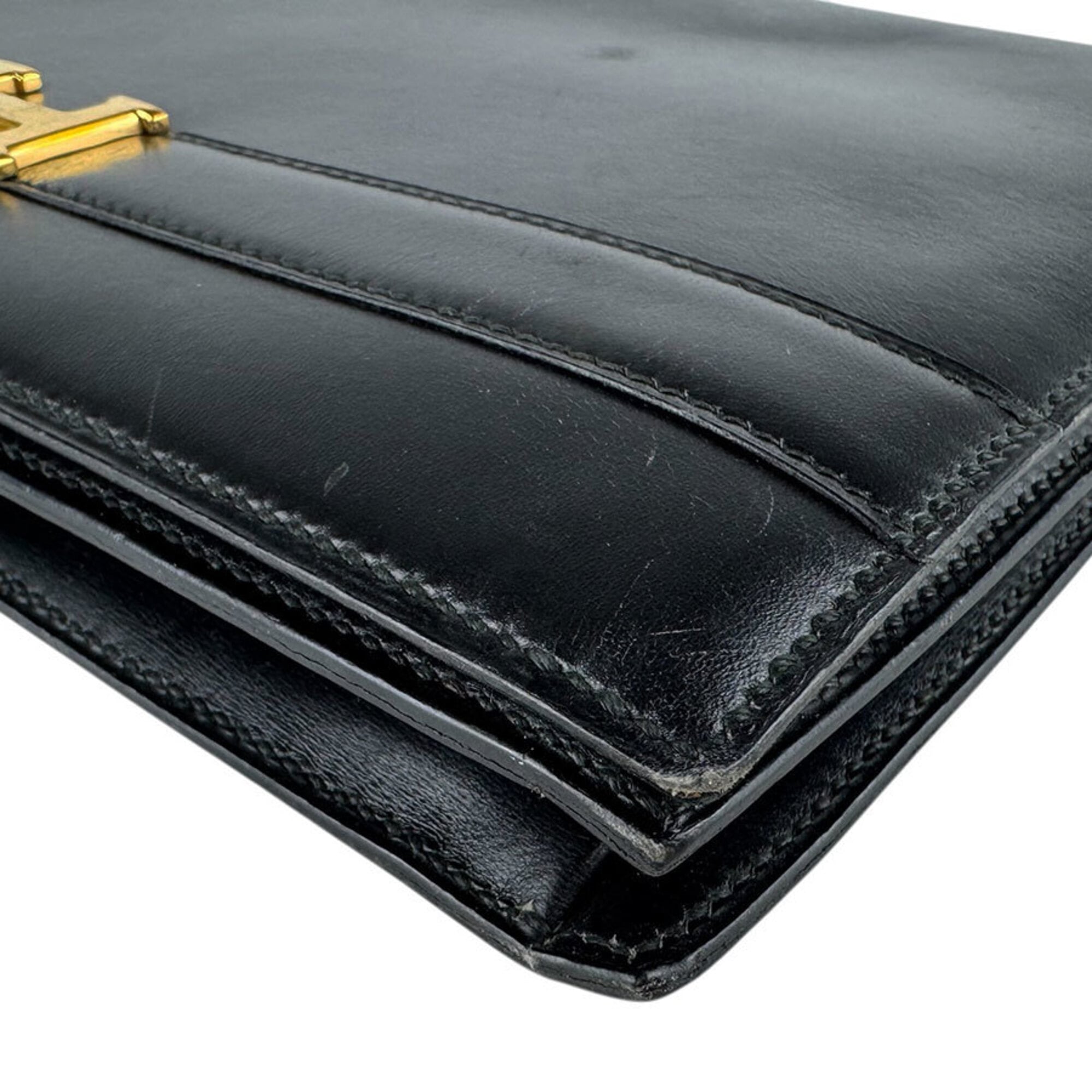 Hermes Black Box Calf Leather Shoulder Bag (Pre-Owned)