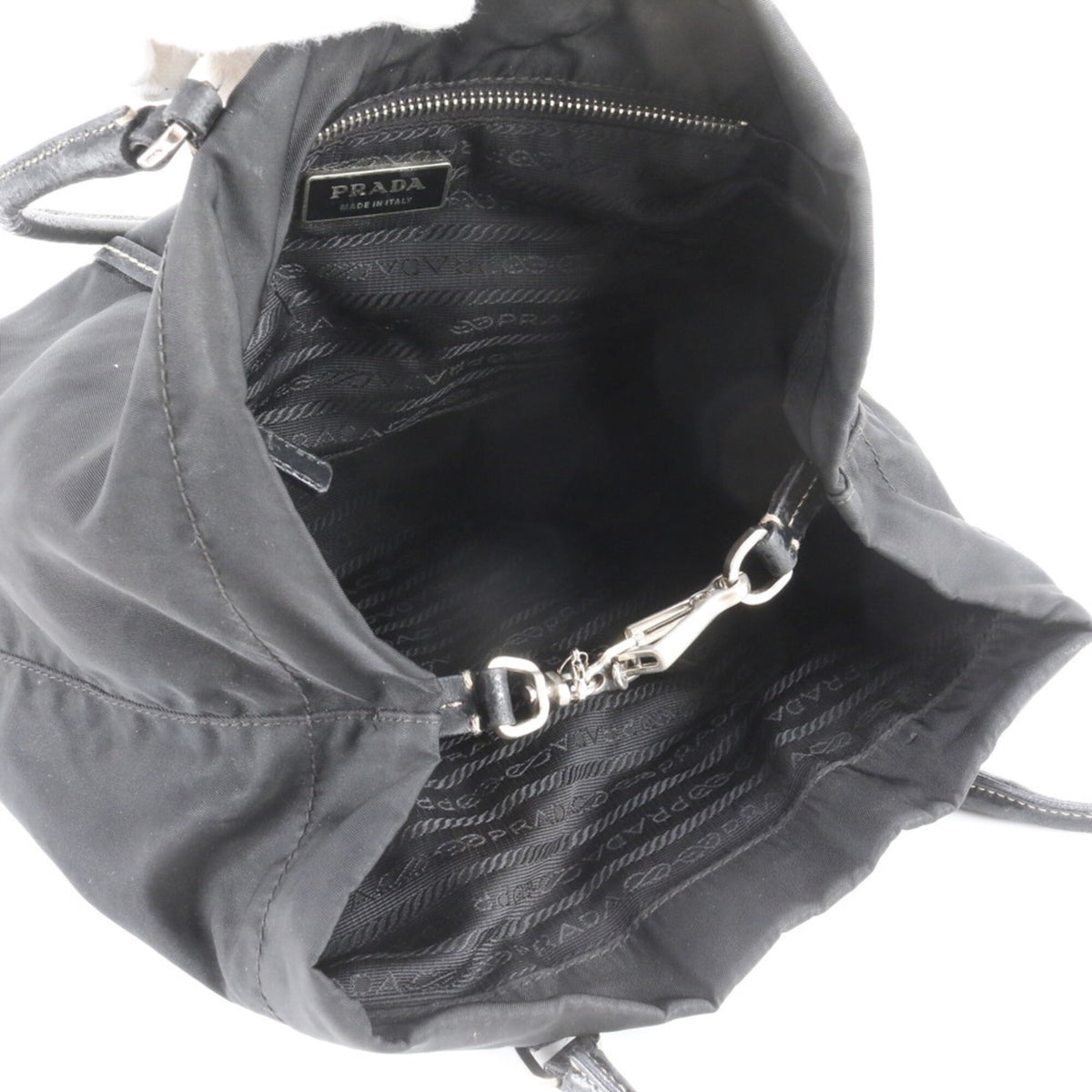 Prada Black Leather Nylon Shoulder Bag Tote Bag (Pre-Owned)